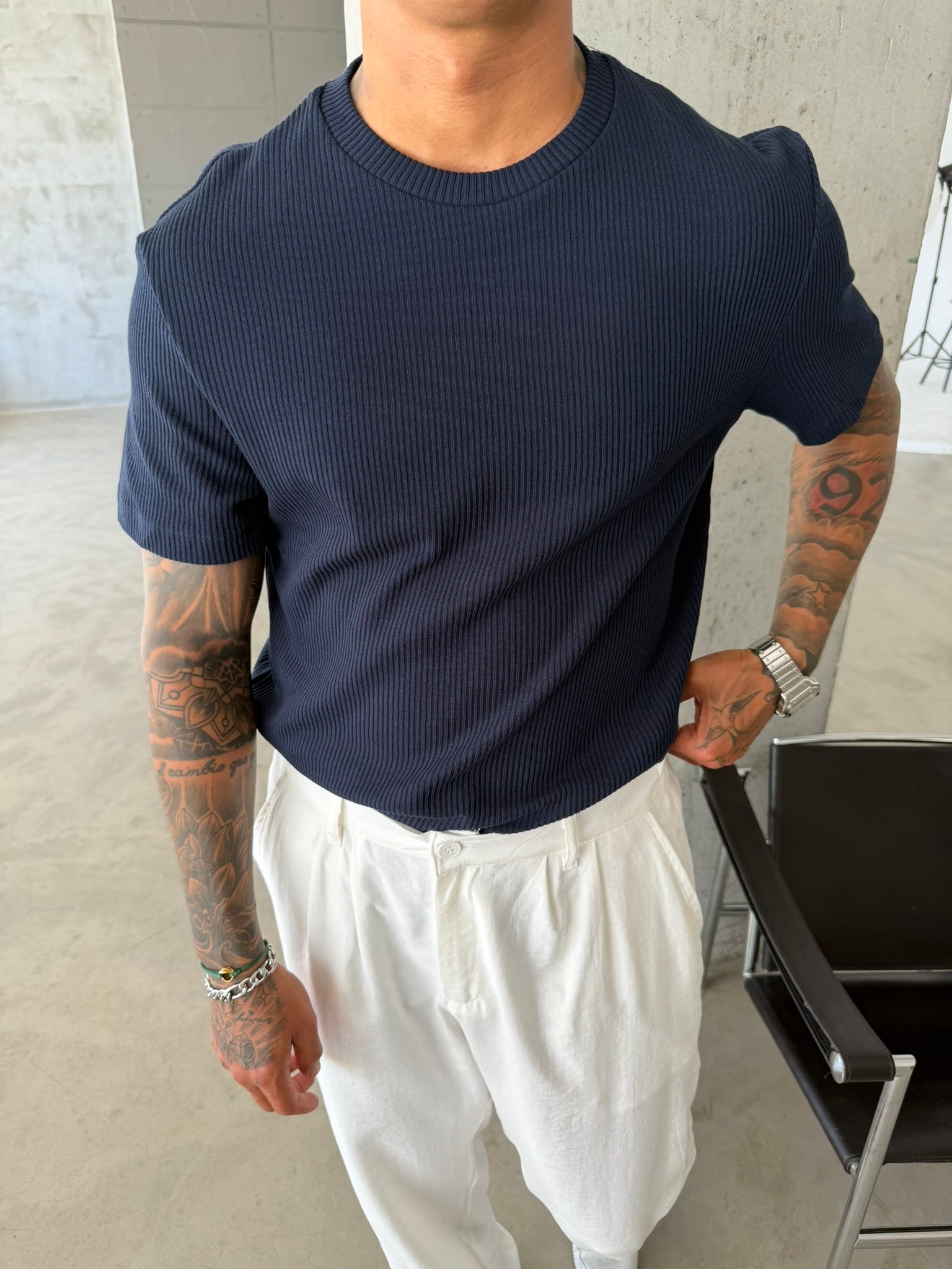 Old Money Triko Basic T-Shirt - Lacivert