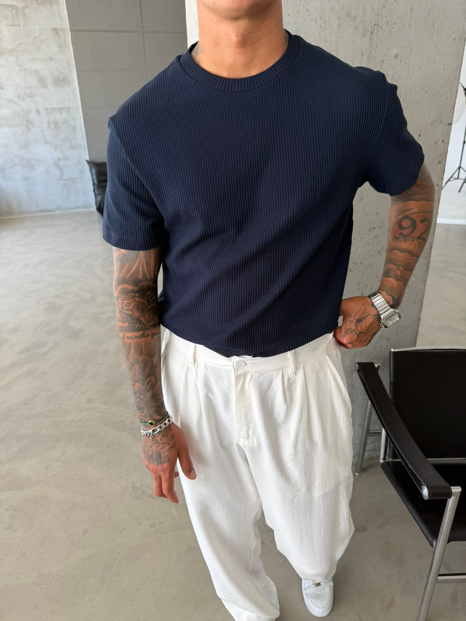 Old Money Triko Basic T-Shirt - Lacivert