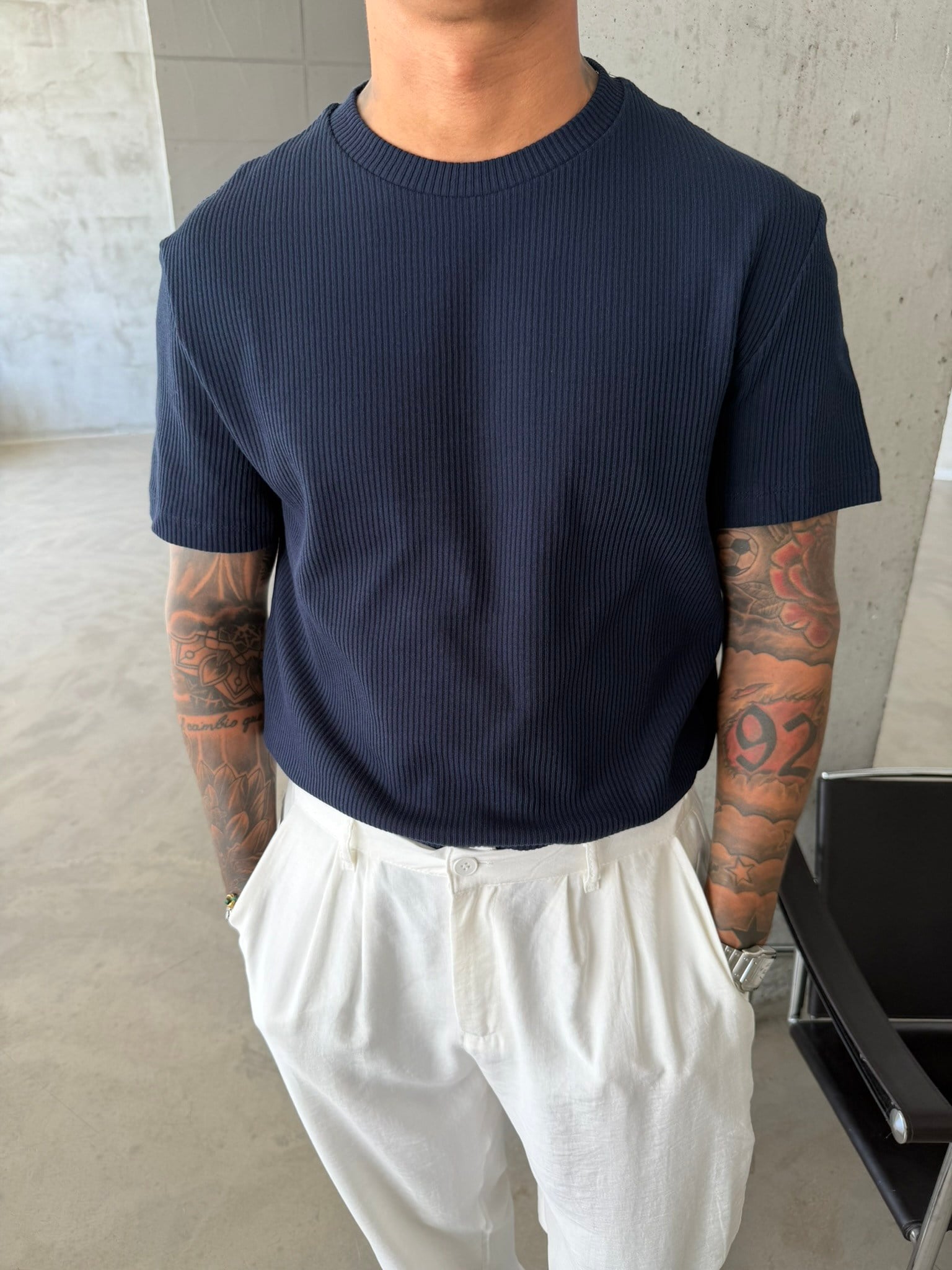 Old Money Triko Basic T-Shirt - Lacivert
