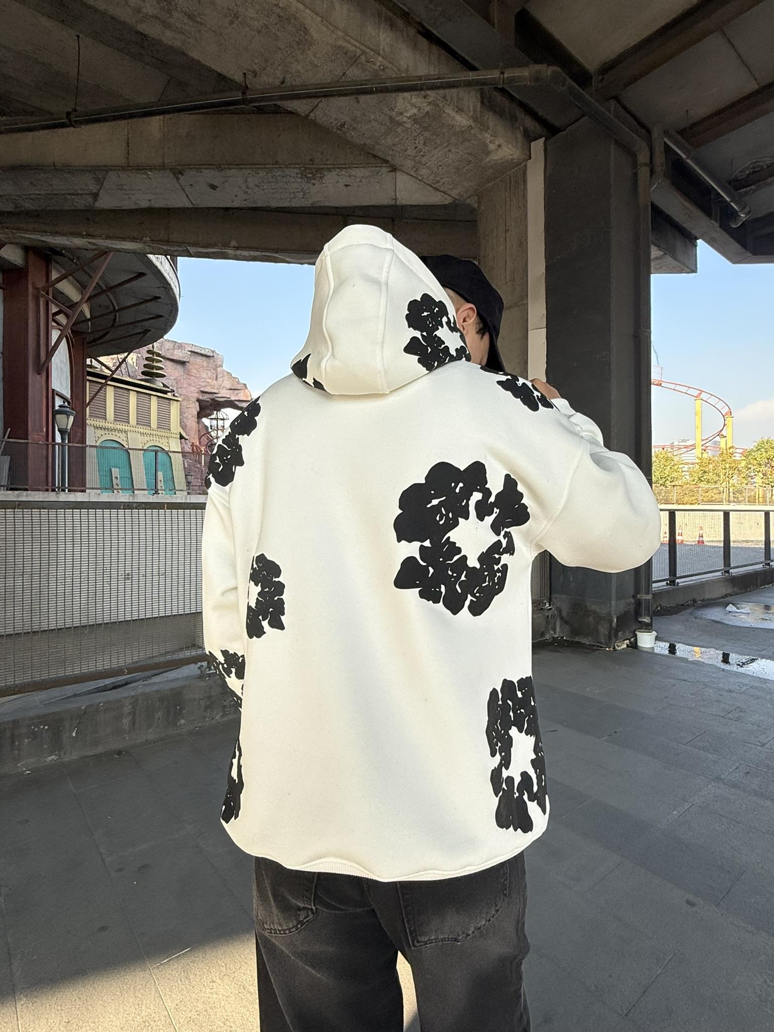 Oversize Özel Tasarım Baskılı Kapüşonlu Hoodie Sweatshirt Beyaz