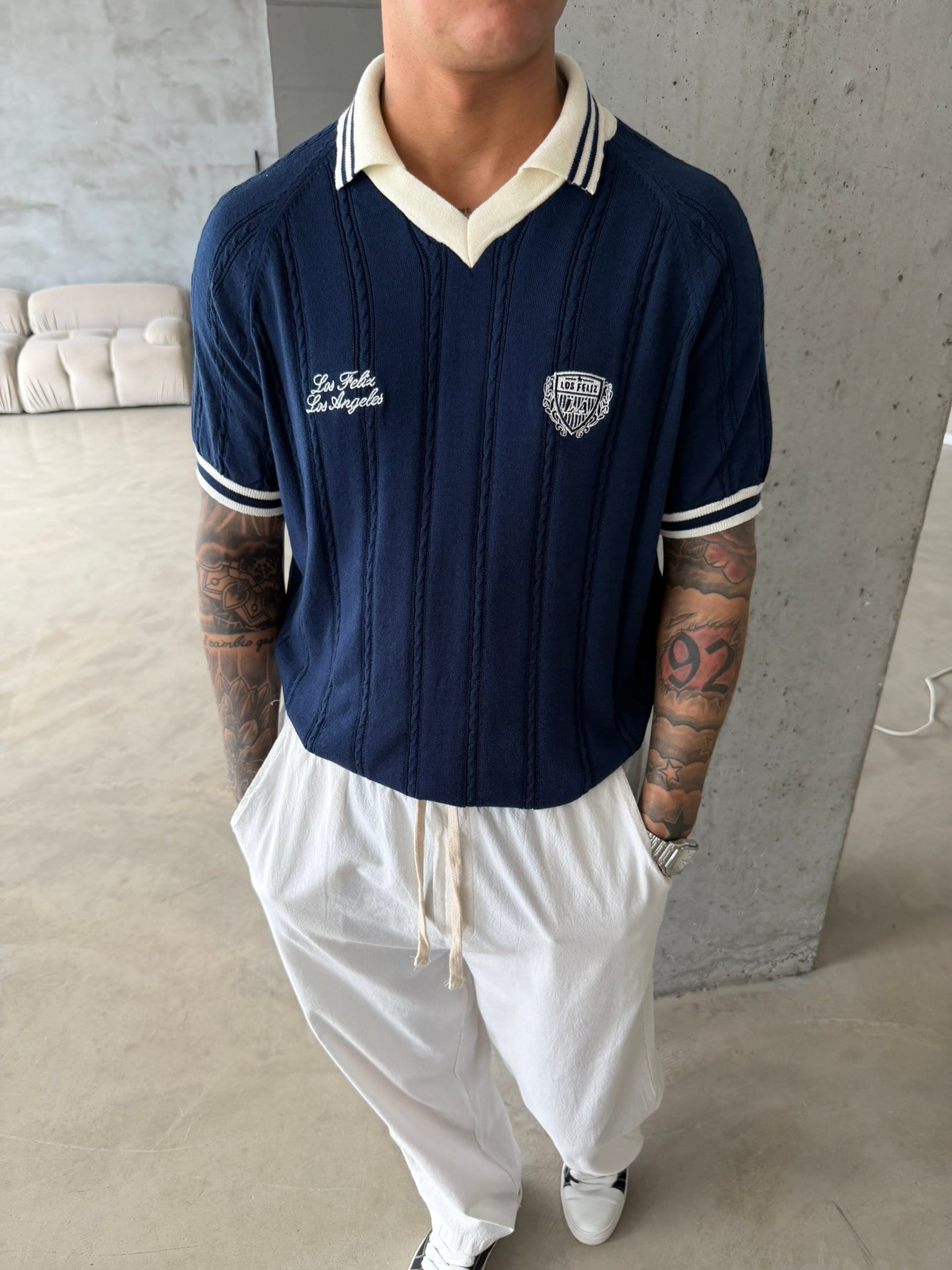 Pat Yaka Nakışlı Triko T-Shirt - Lacivert