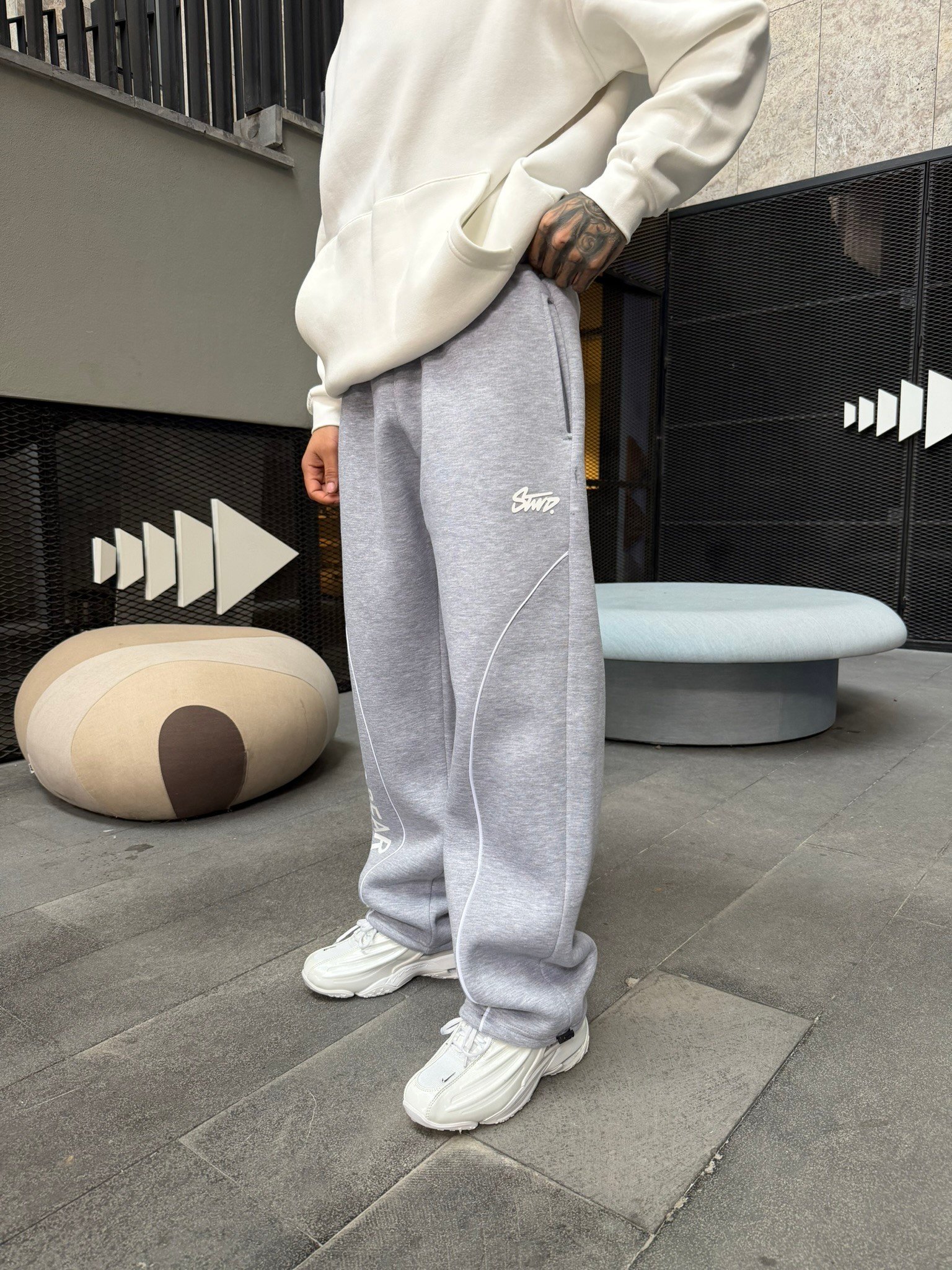 P&B Detaylı Baggy Premium Eşofman - Gri