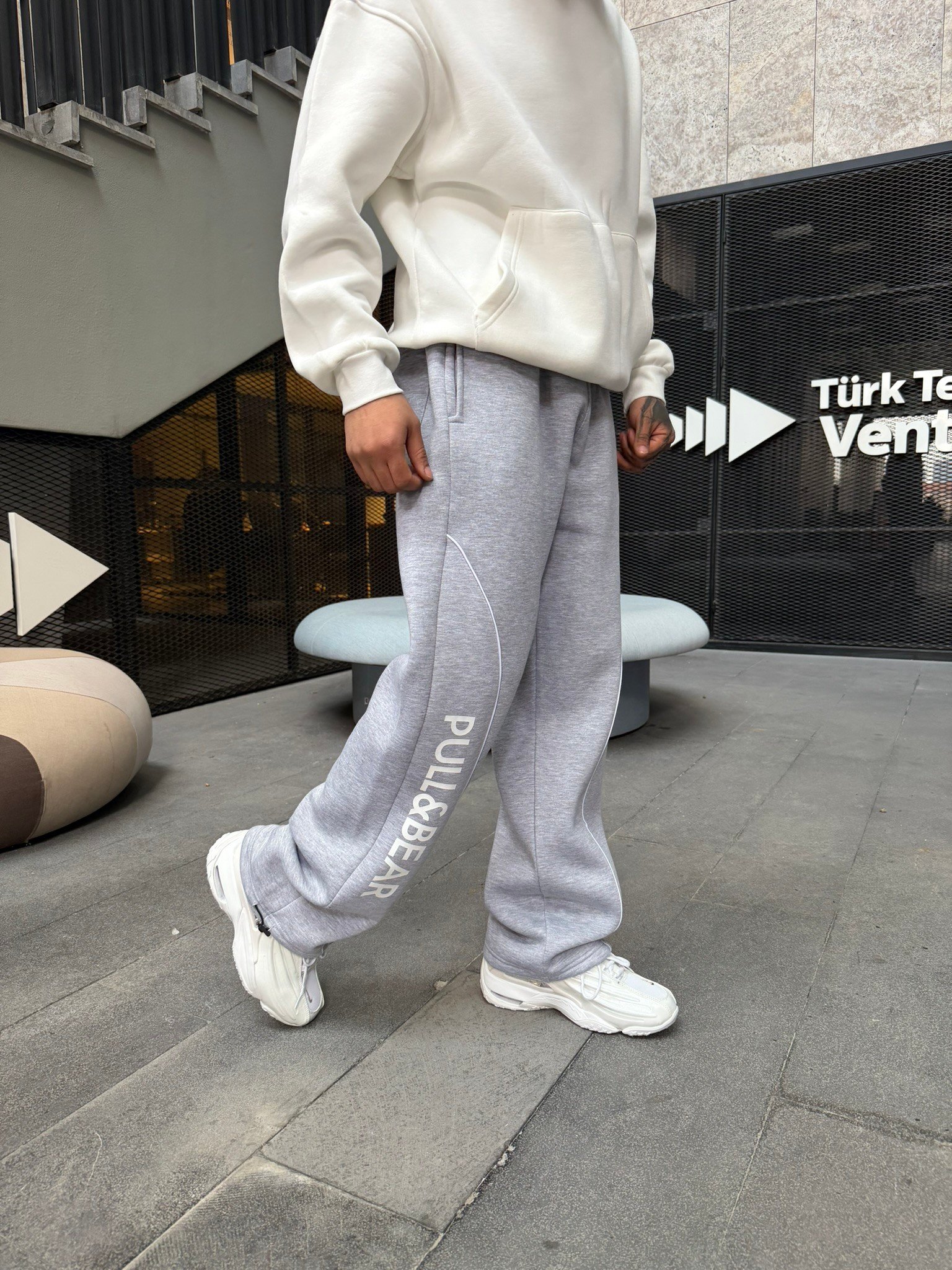 P&B Detaylı Baggy Premium Eşofman - Gri