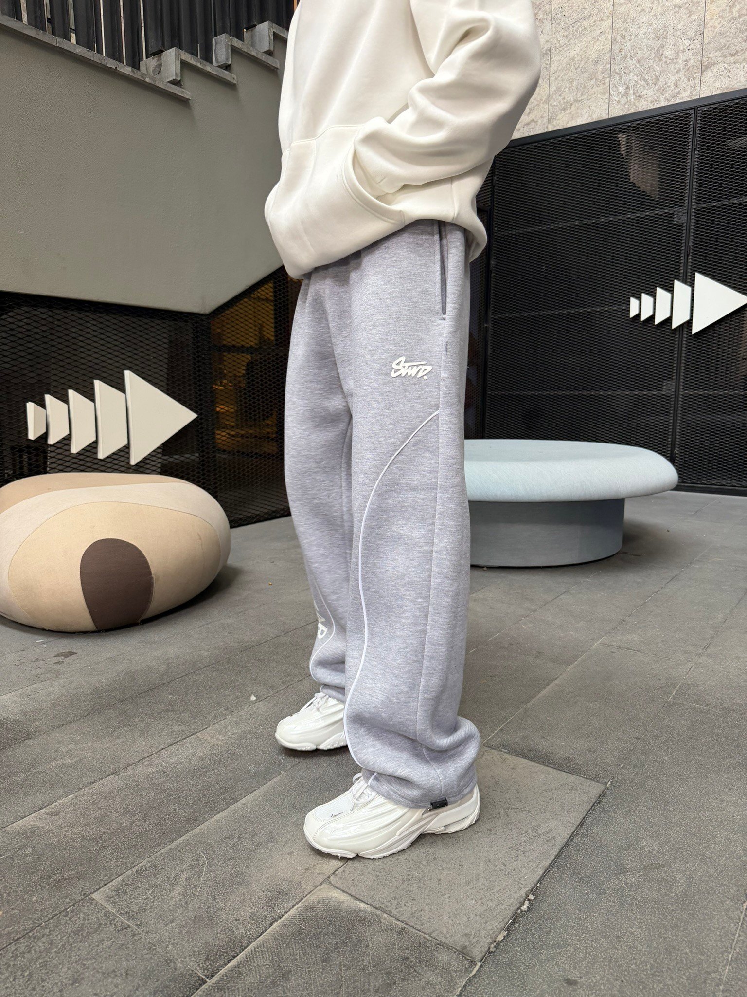 P&B Detaylı Baggy Premium Eşofman - Gri