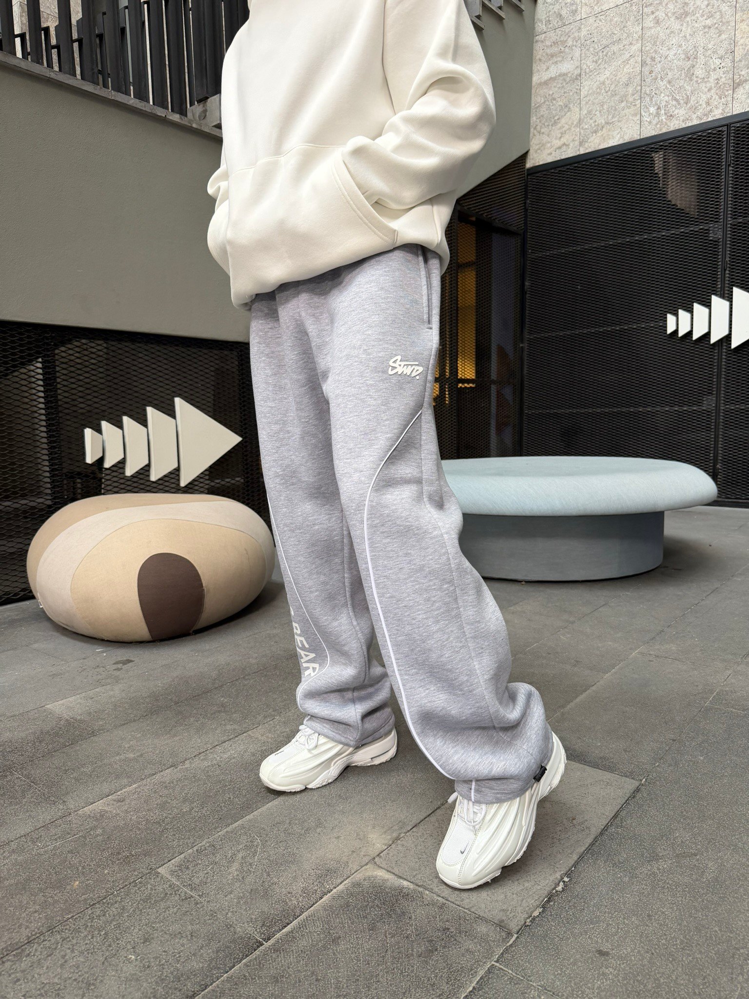 P&B Detaylı Baggy Premium Eşofman - Gri