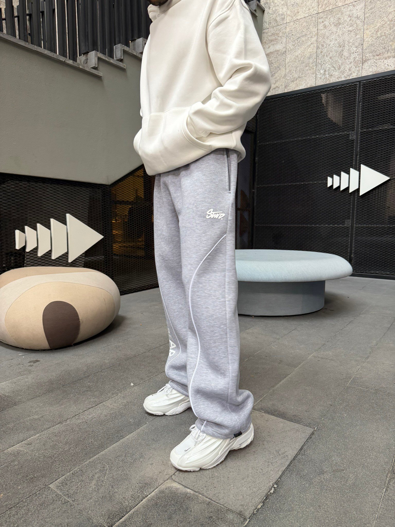 P&B Detaylı Baggy Premium Eşofman - Gri