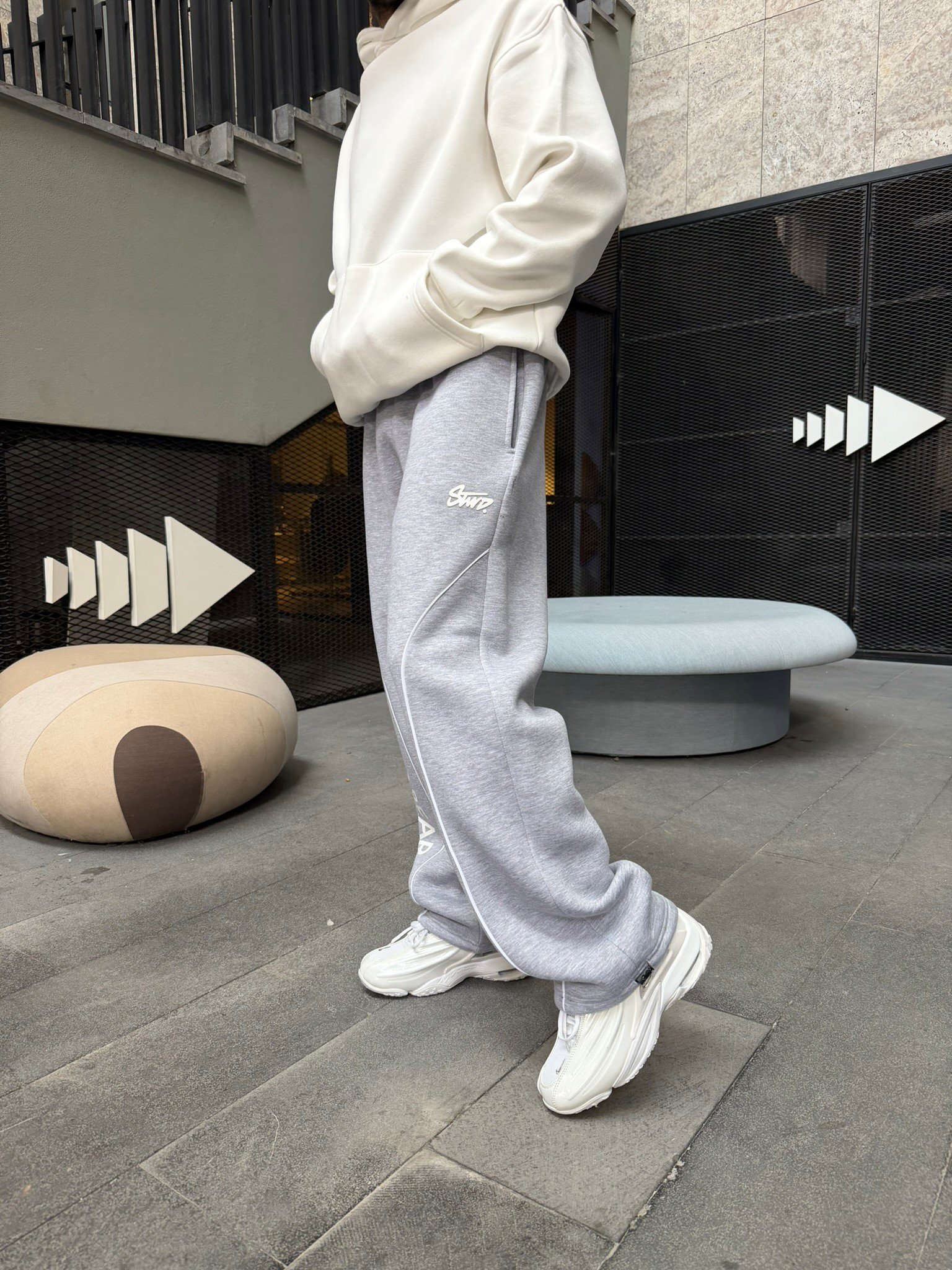 P&B Detaylı Baggy Premium Eşofman - Gri