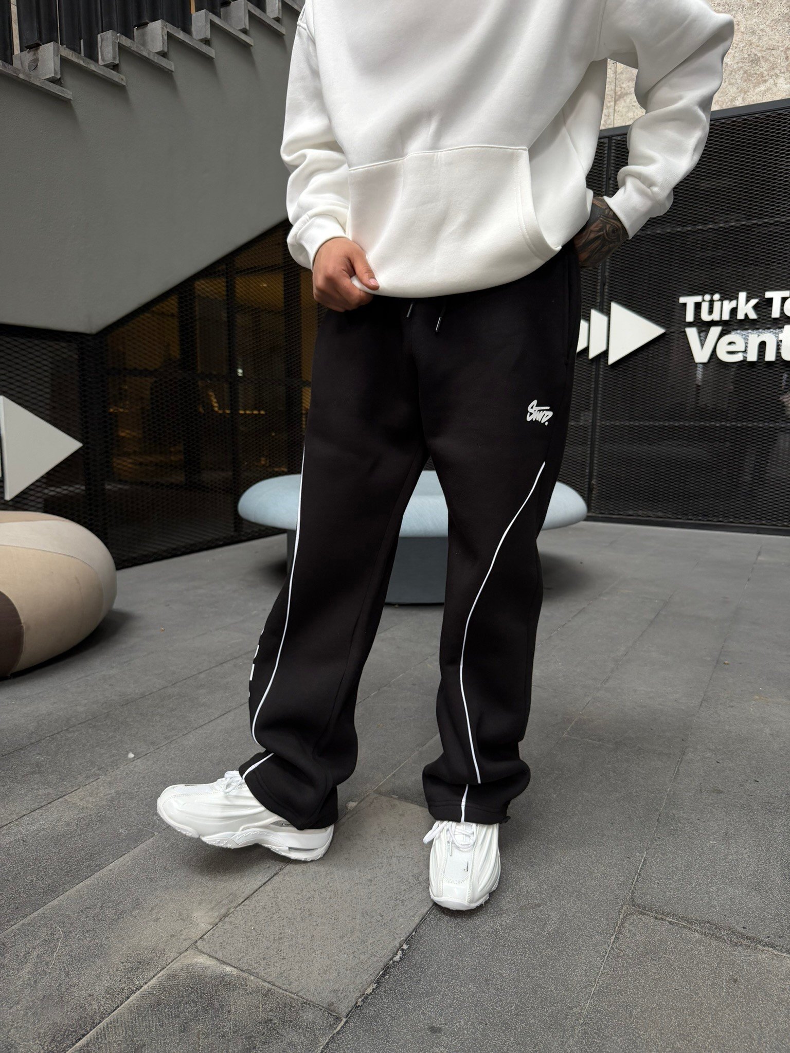 P&B Detaylı Baggy Premium Eşofman - Siyah