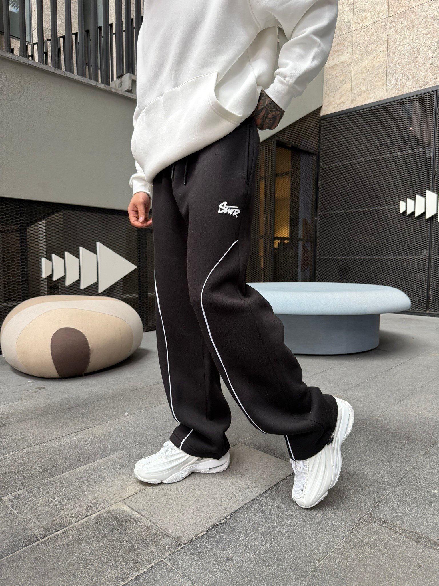 P&B Detaylı Baggy Premium Eşofman - Siyah