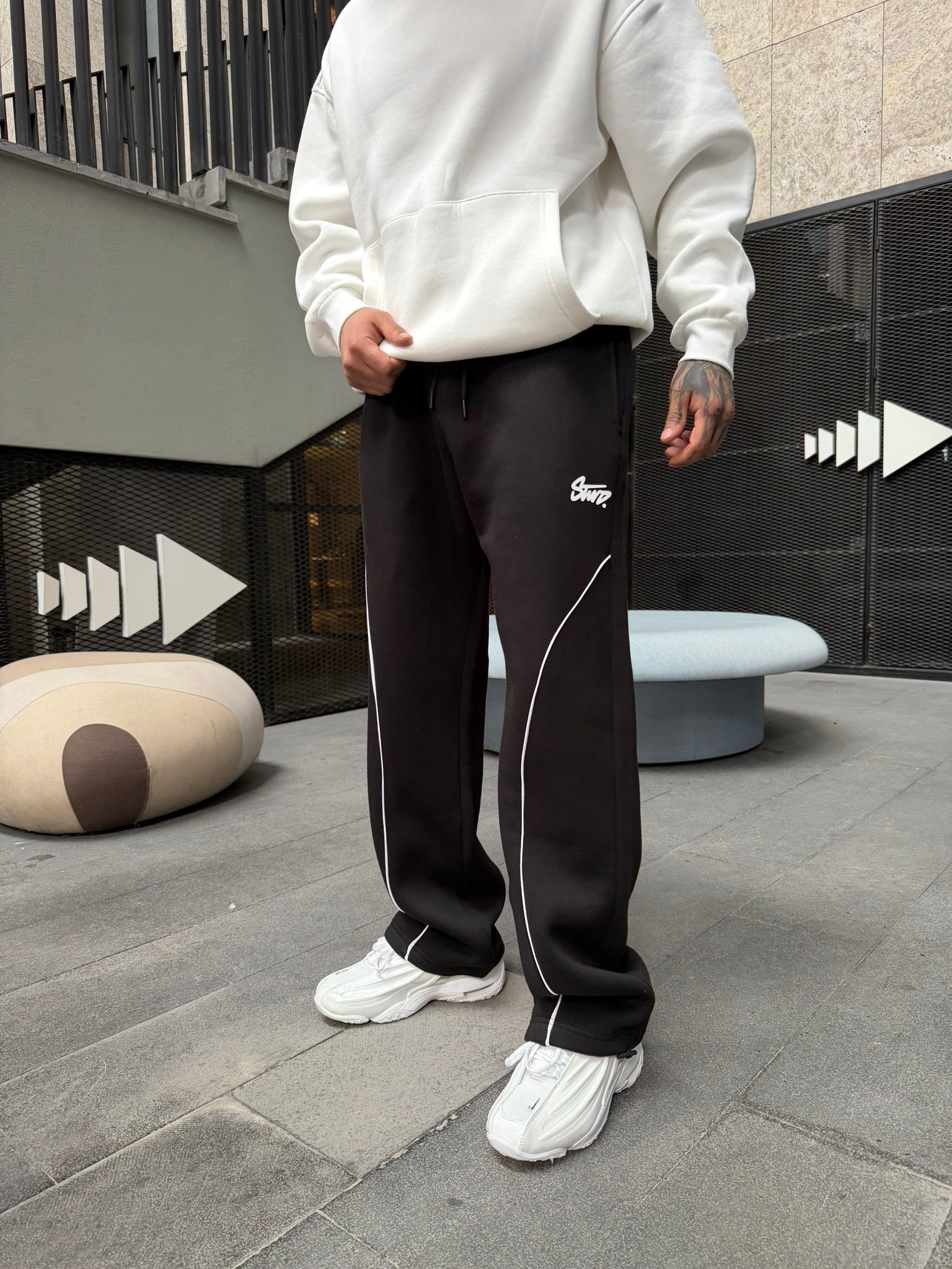 P&B Detaylı Baggy Premium Eşofman - Siyah