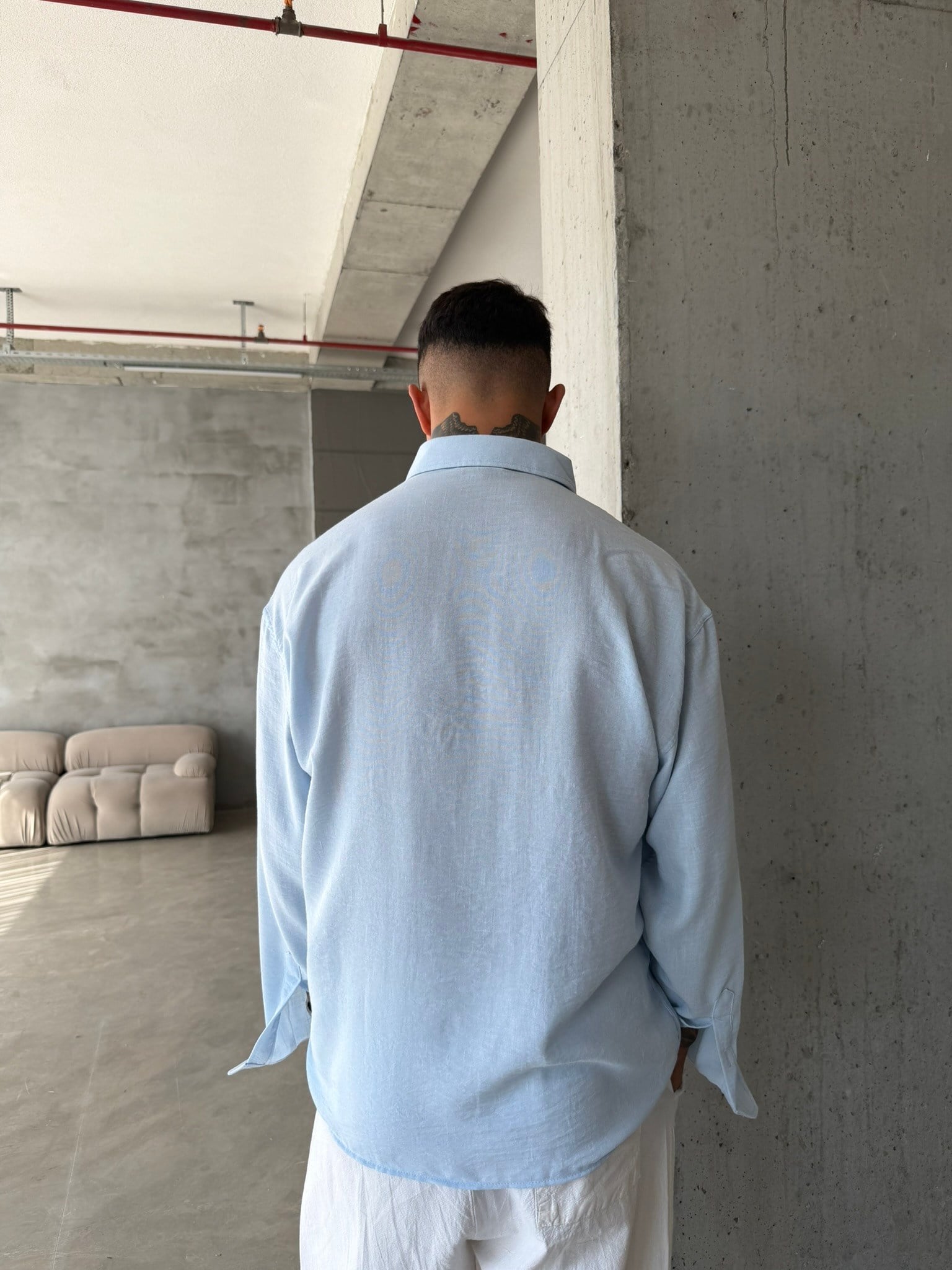 Pera Keten Basic Gömlek - Bebe Mavi