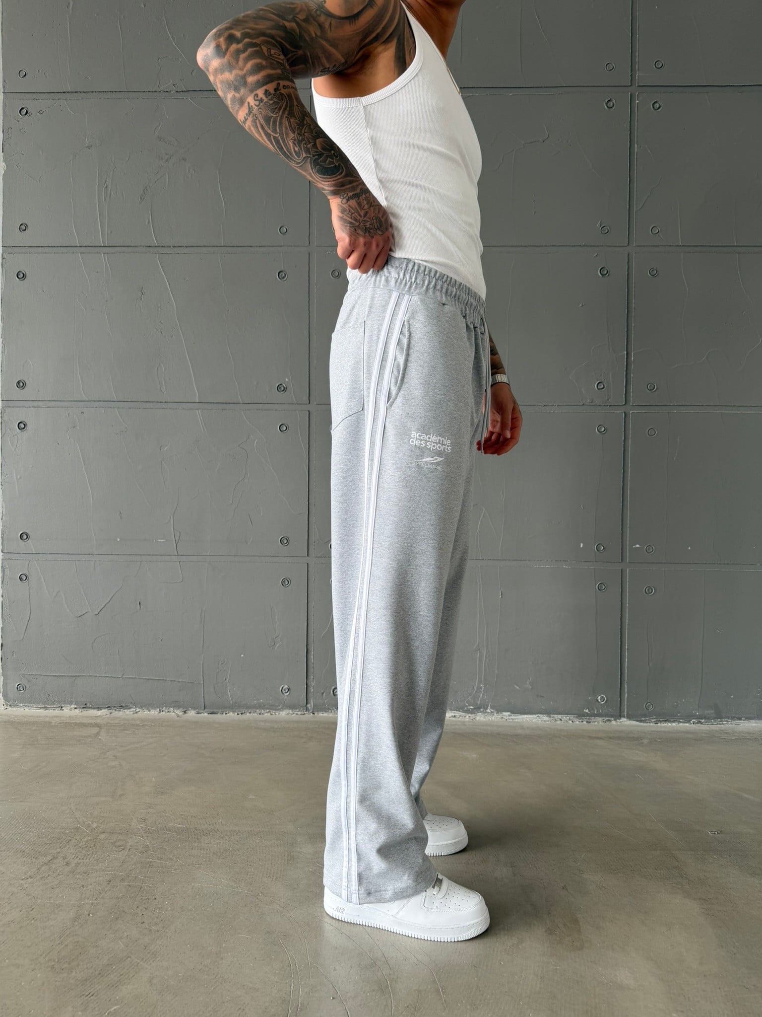 PLM Nakışlı Basic Baggy Eşofman - Gri