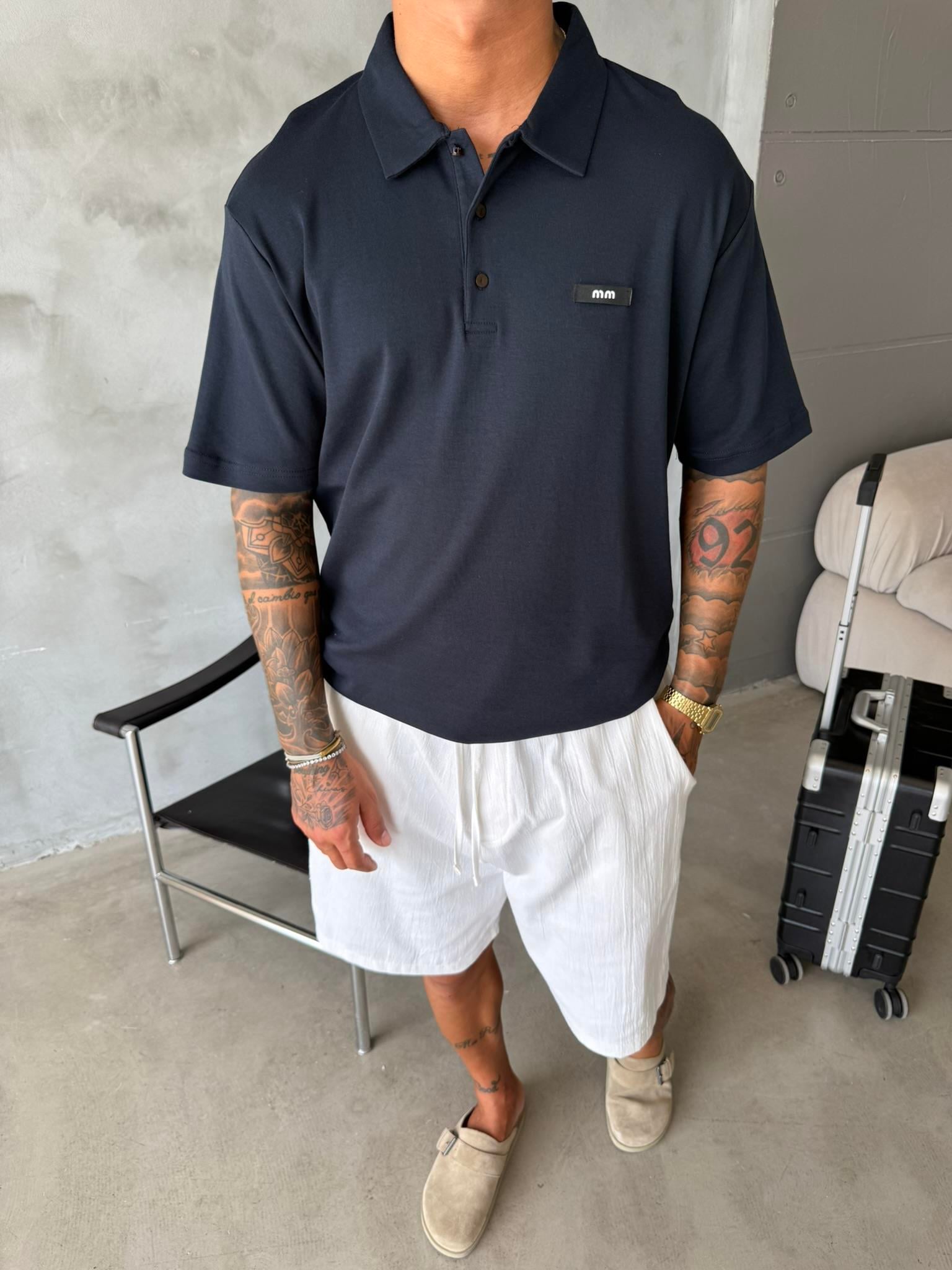 Polo Yaka MM Basic T-Shirt - Lacivert