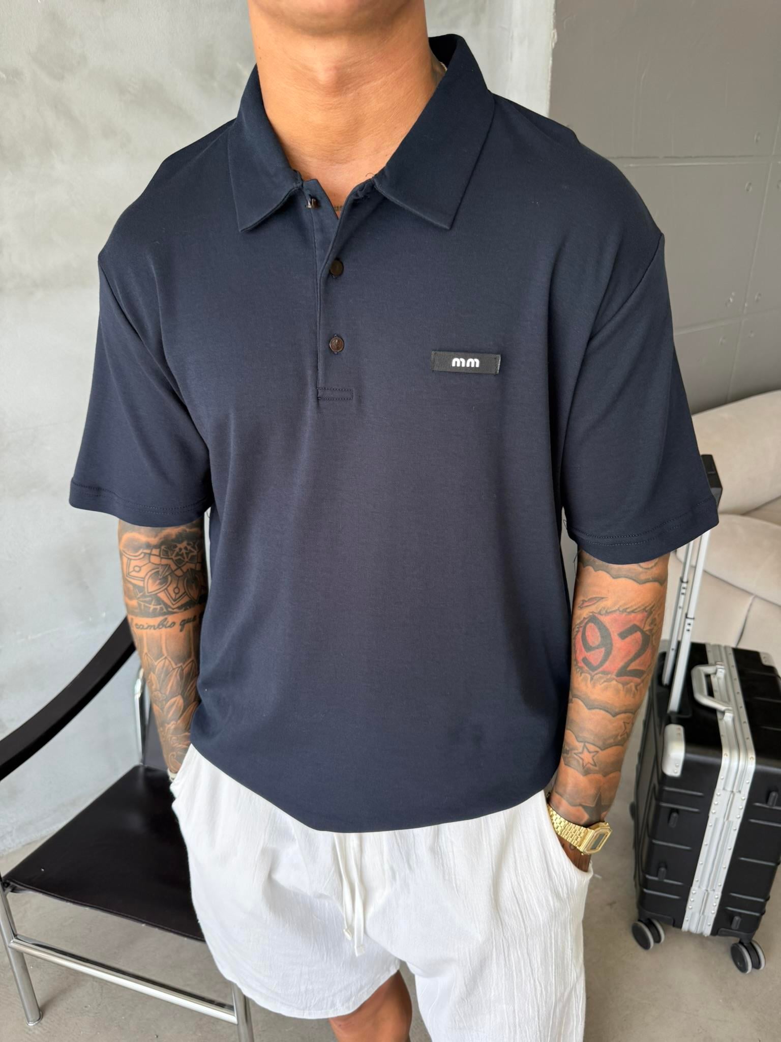 Polo Yaka MM Basic T-Shirt - Lacivert
