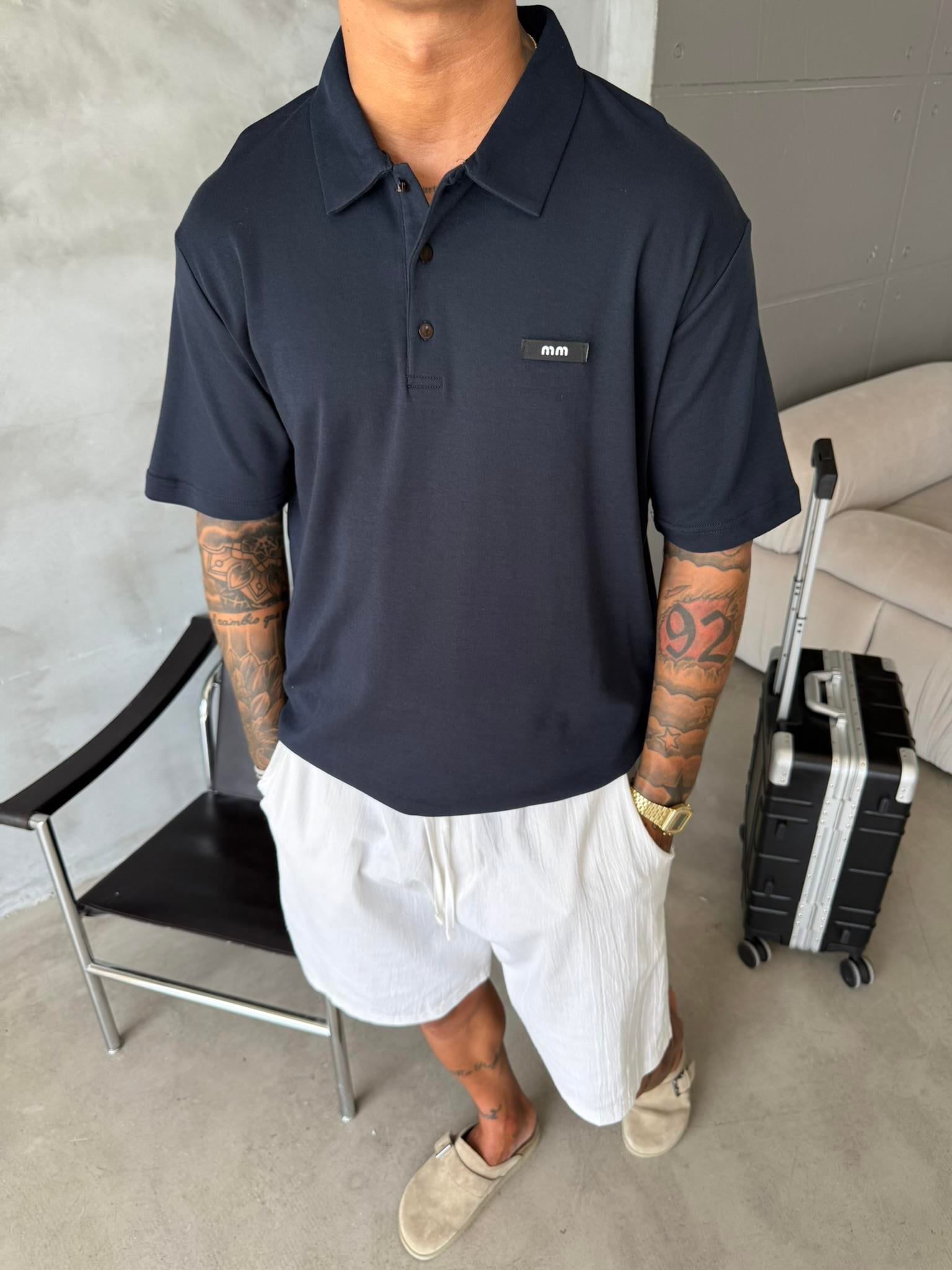 Polo Yaka MM Basic T-Shirt - Lacivert