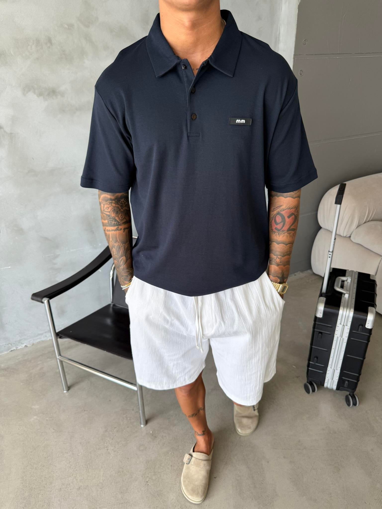 Polo Yaka MM Basic T-Shirt - Lacivert