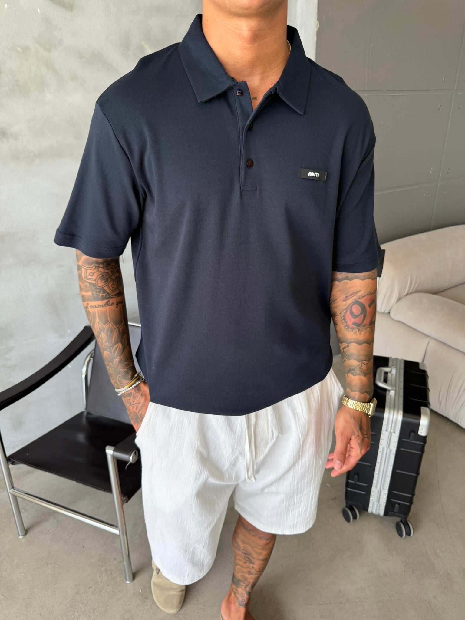 Polo Yaka MM Basic T-Shirt - Lacivert