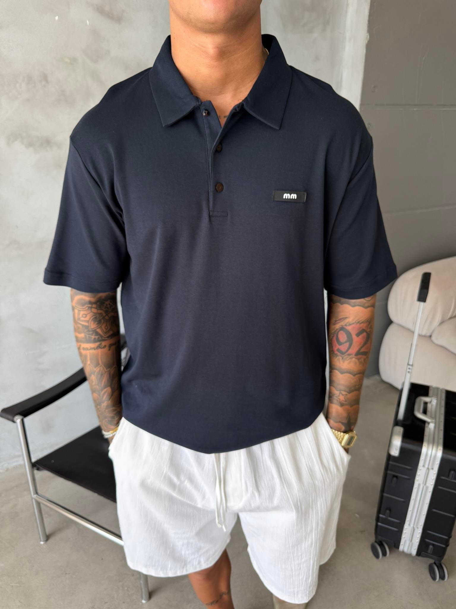 Polo Yaka MM Basic T-Shirt - Lacivert