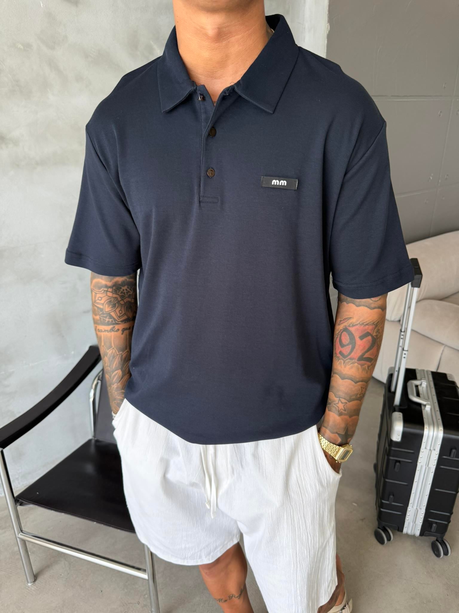 Polo Yaka MM Basic T-Shirt - Lacivert