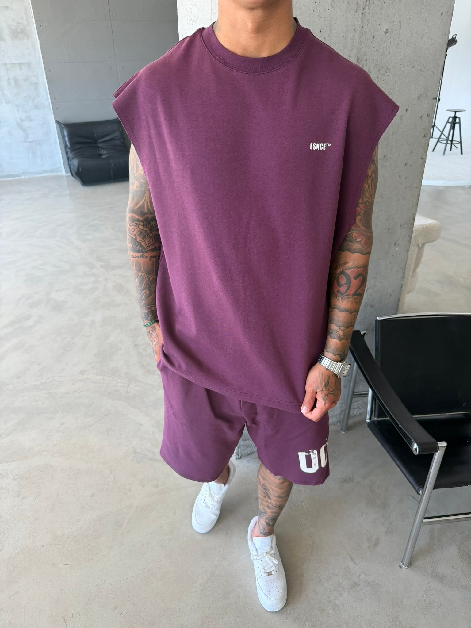 Premium 00 Esnce TM Sıfır Kol T-Shirt - Bordo