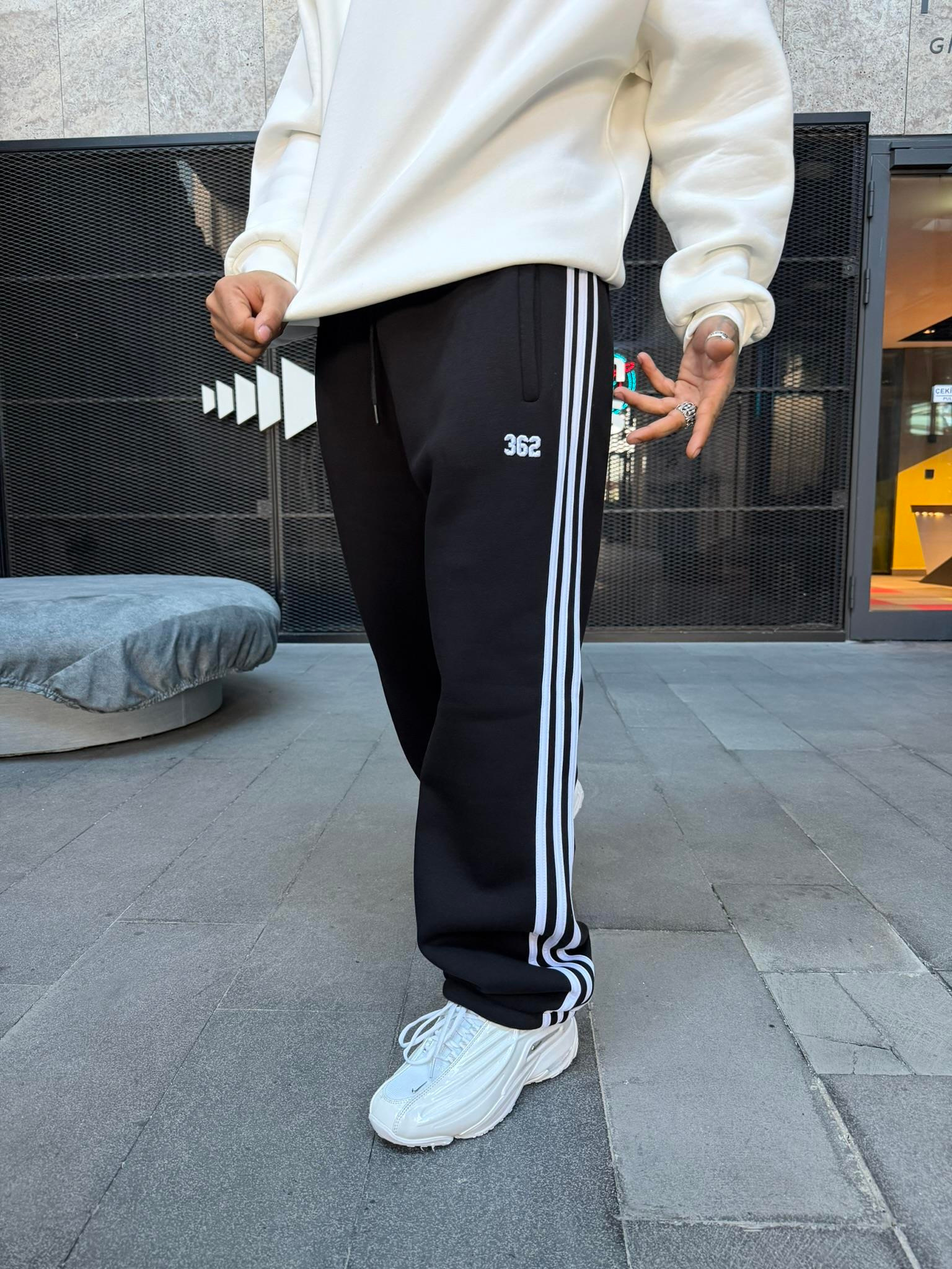 Premium 362 Şeritli Baggy Eşofman - Siyah