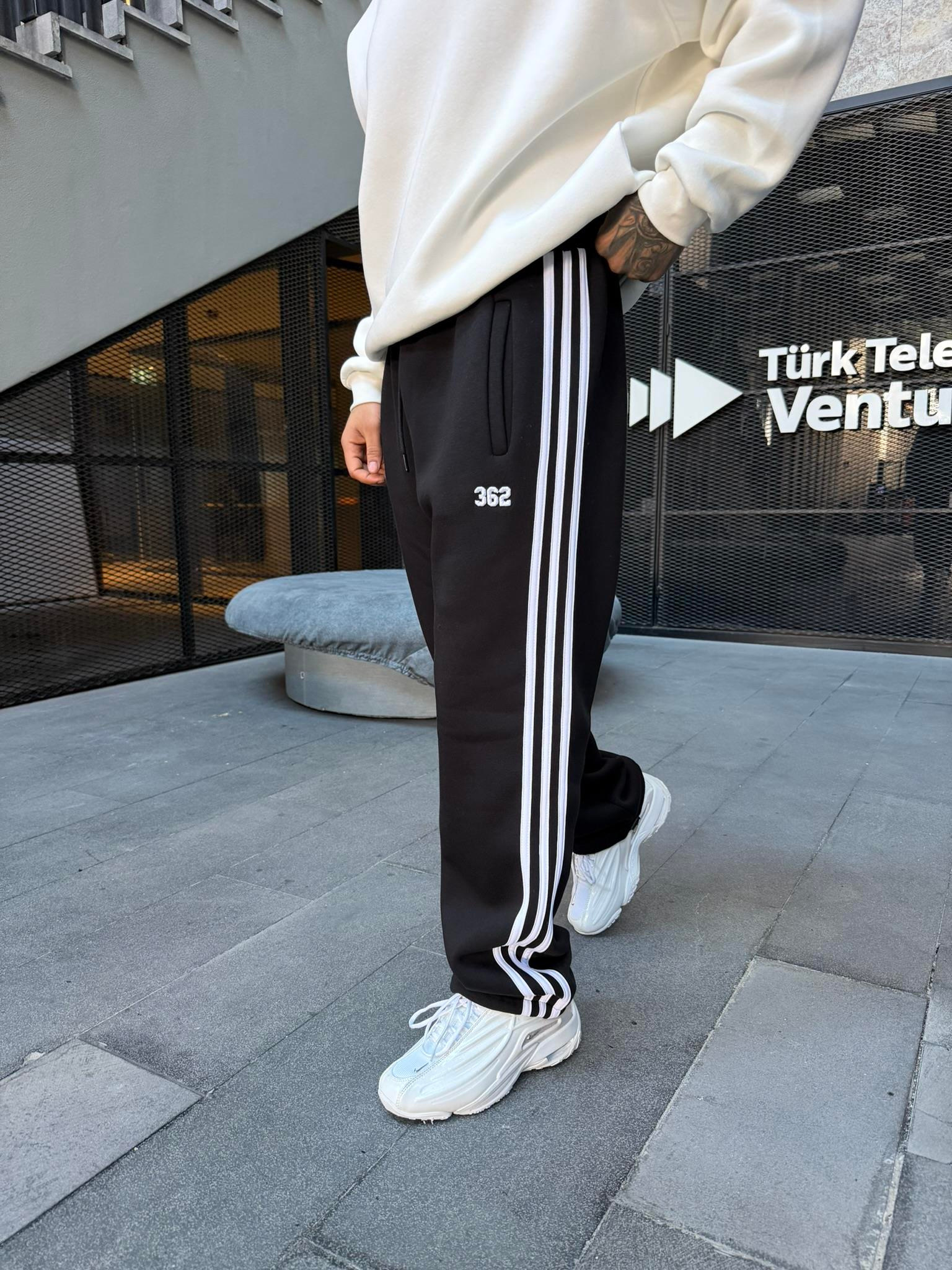 Premium 362 Şeritli Baggy Eşofman - Siyah