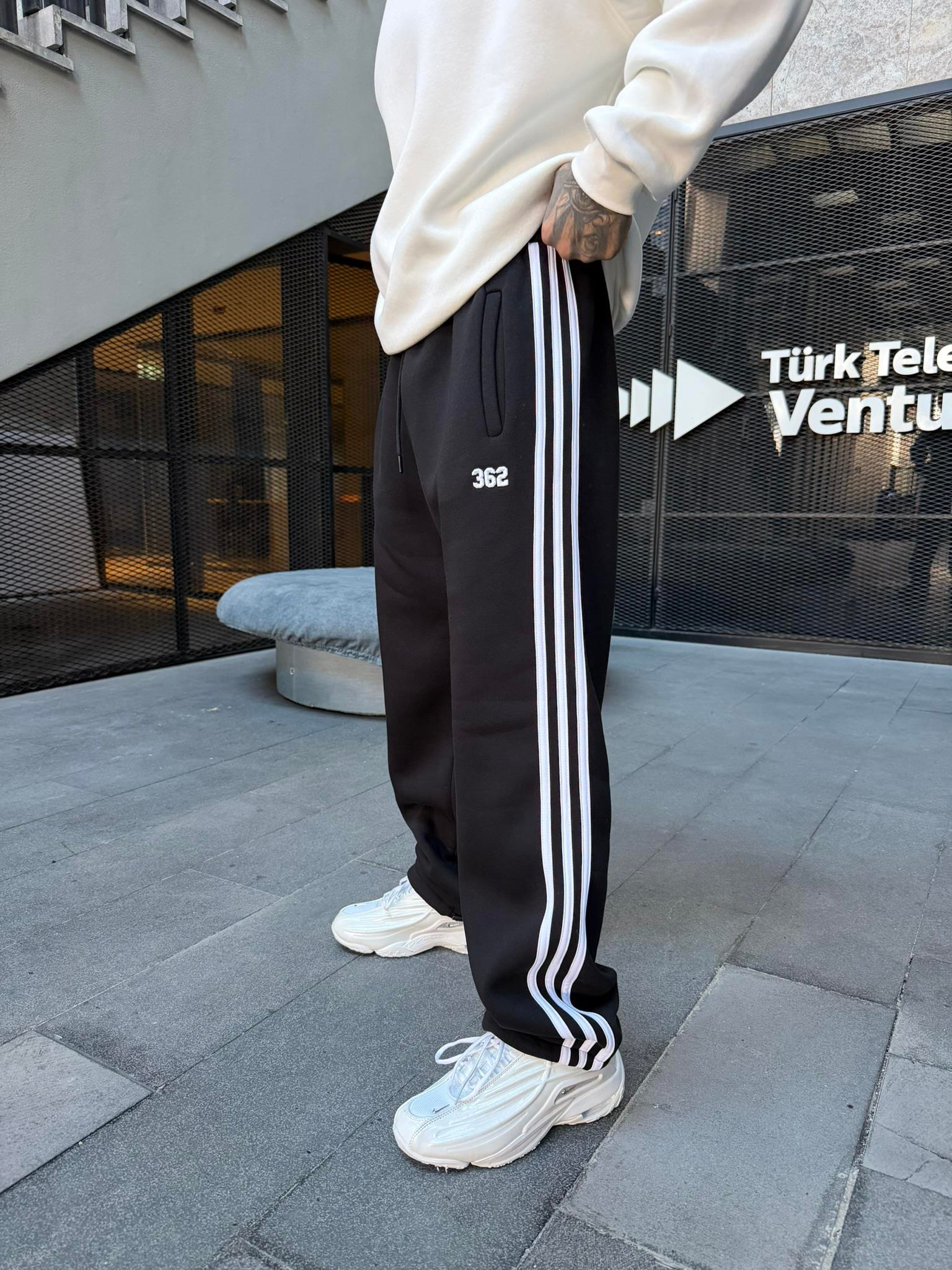 Premium 362 Şeritli Baggy Eşofman - Siyah