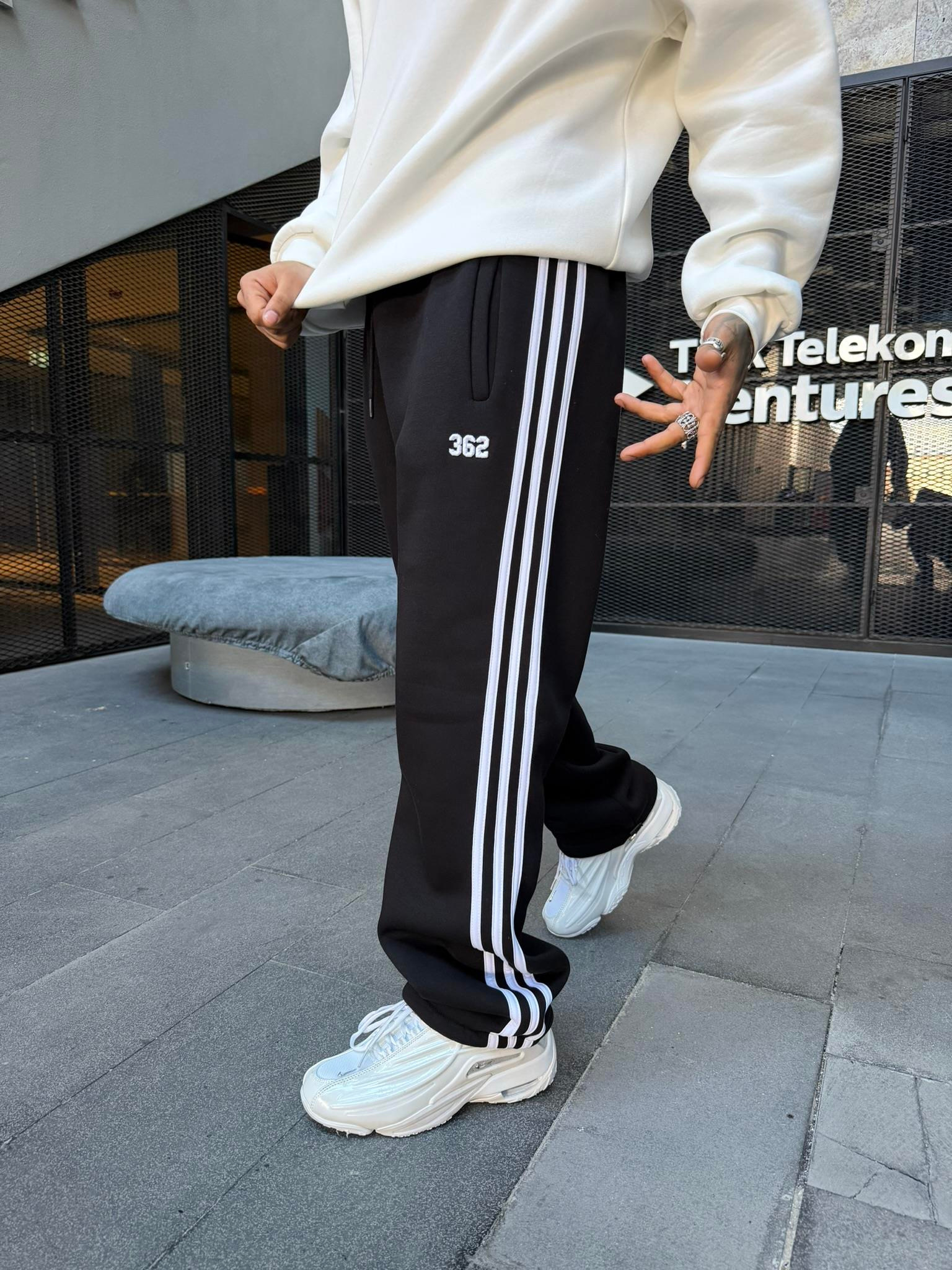 Premium 362 Şeritli Baggy Eşofman - Siyah