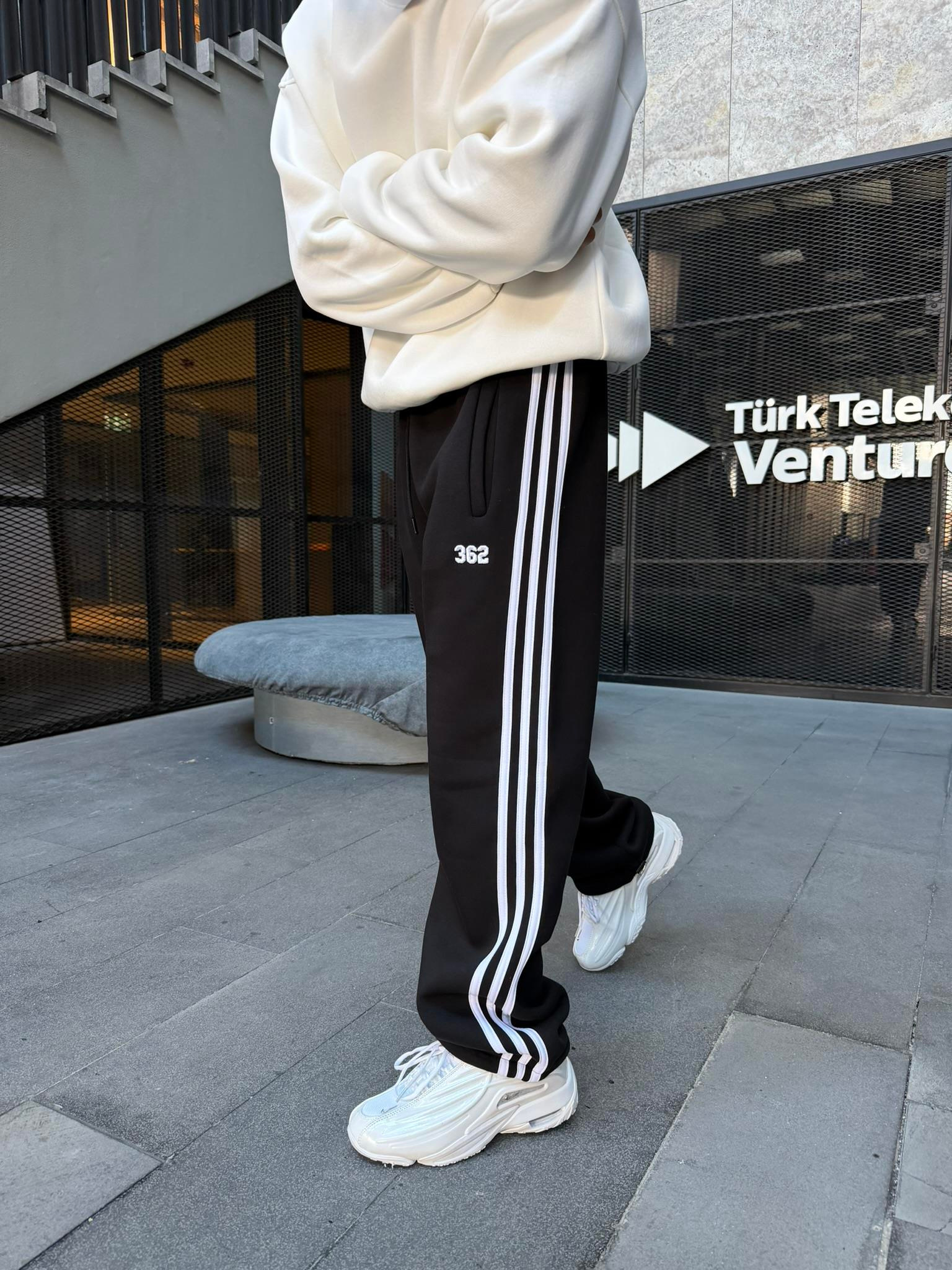 Premium 362 Şeritli Baggy Eşofman - Siyah