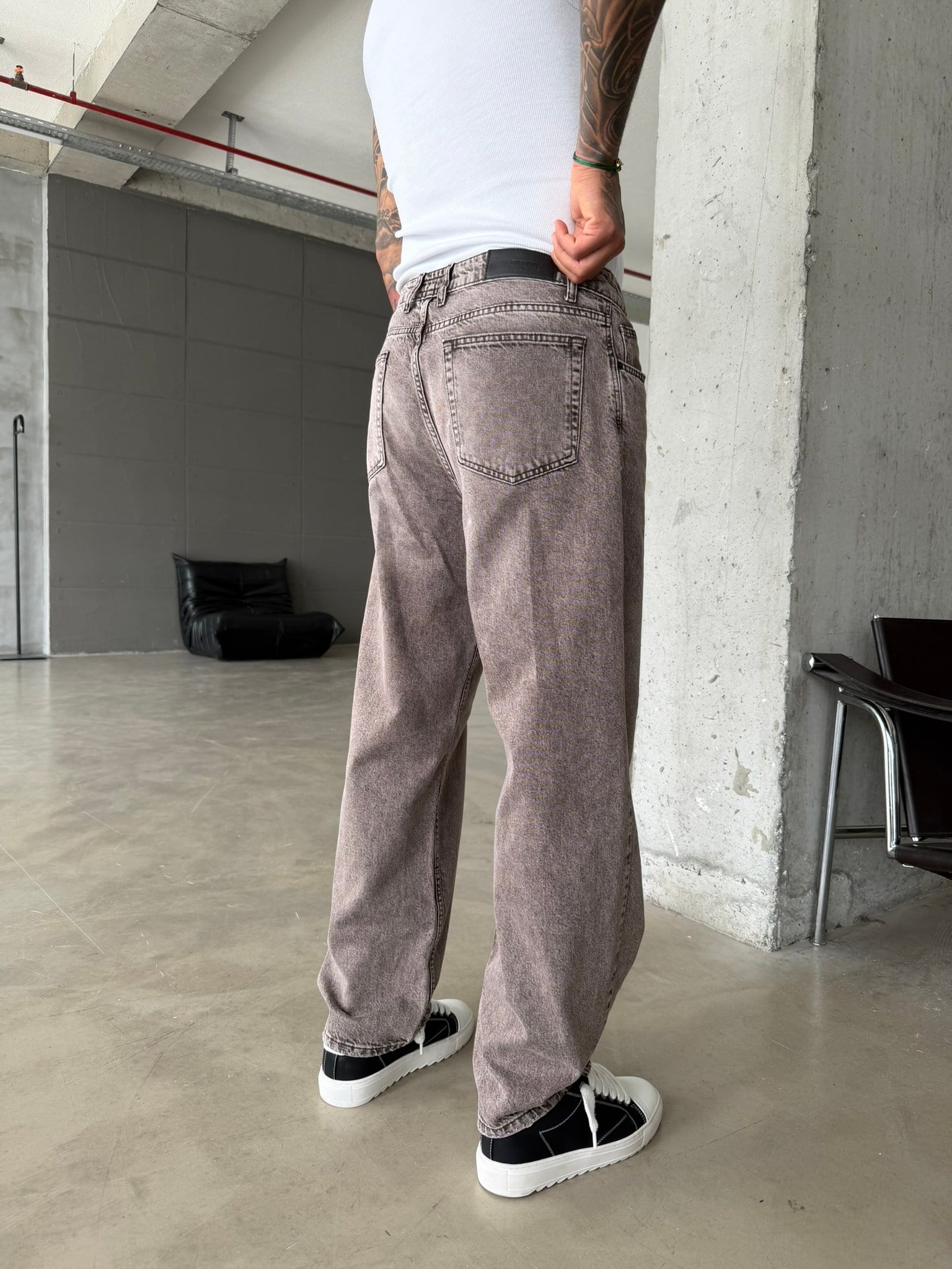 Premium Acid Basic Baggy Pantolon - Kahve