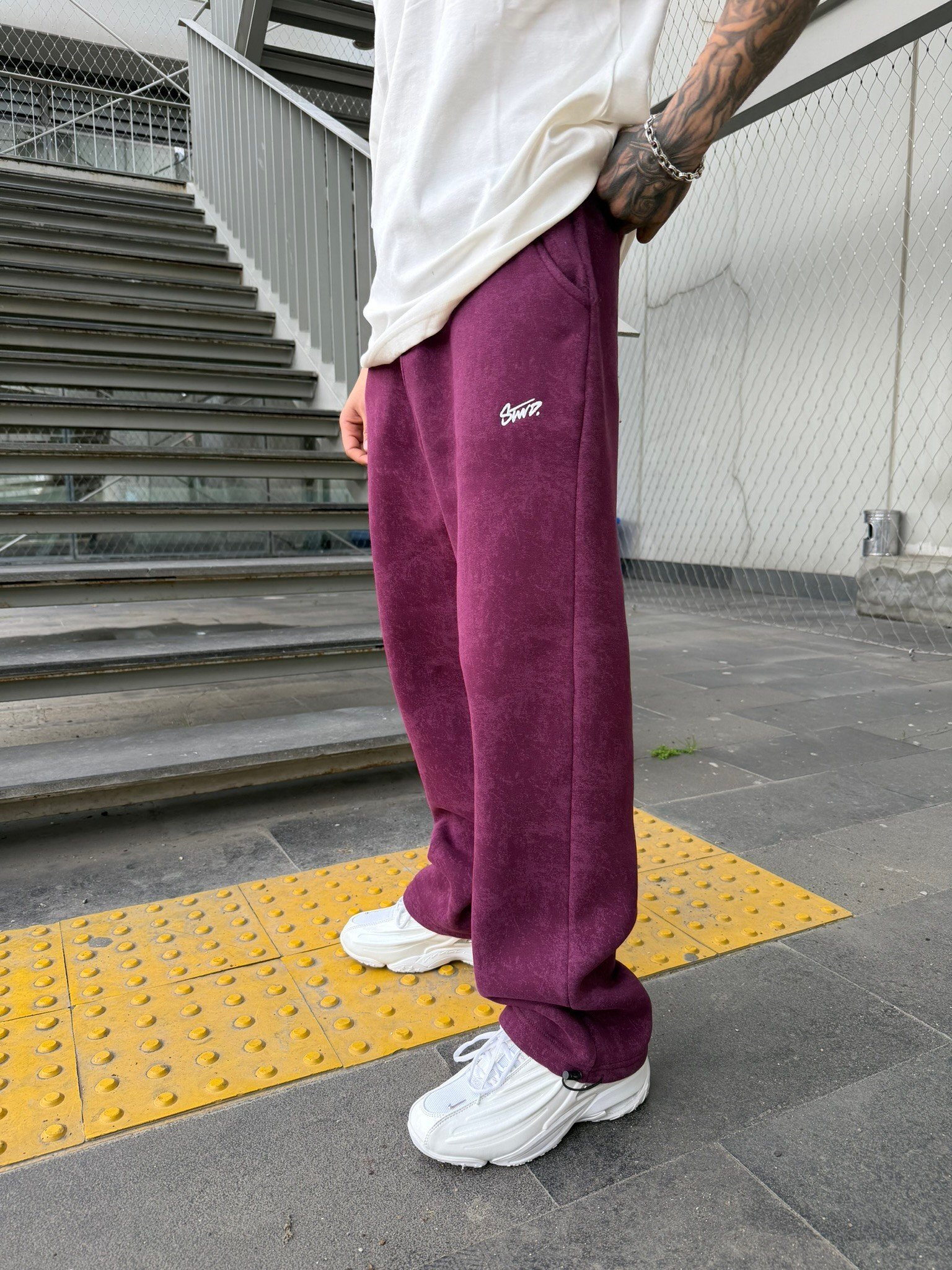 Premium Acid SW Yıkamalı Baggy Eşofman - Bordo