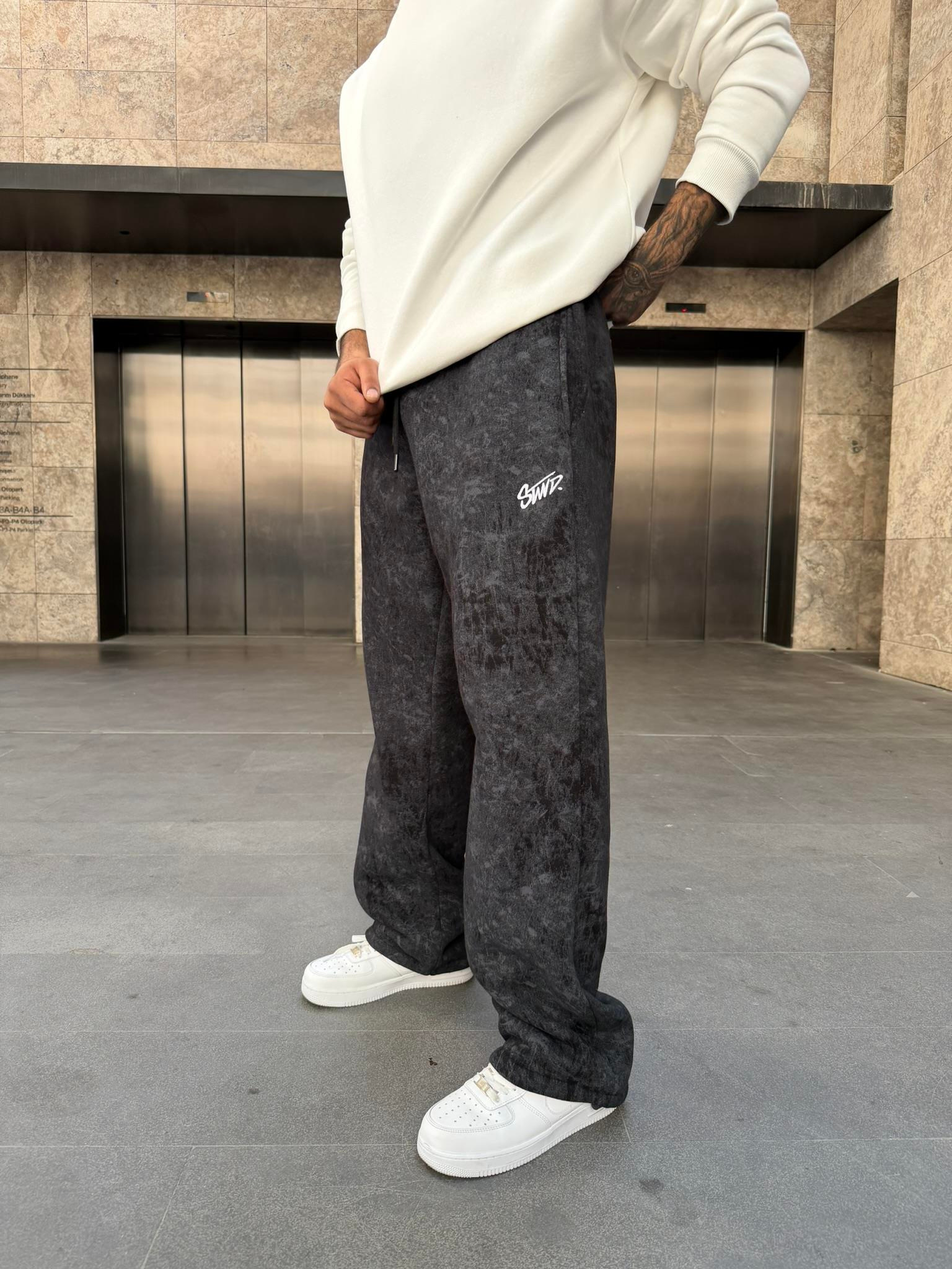 Premium Acid SW Yıkamalı Baggy Eşofman - Siyah