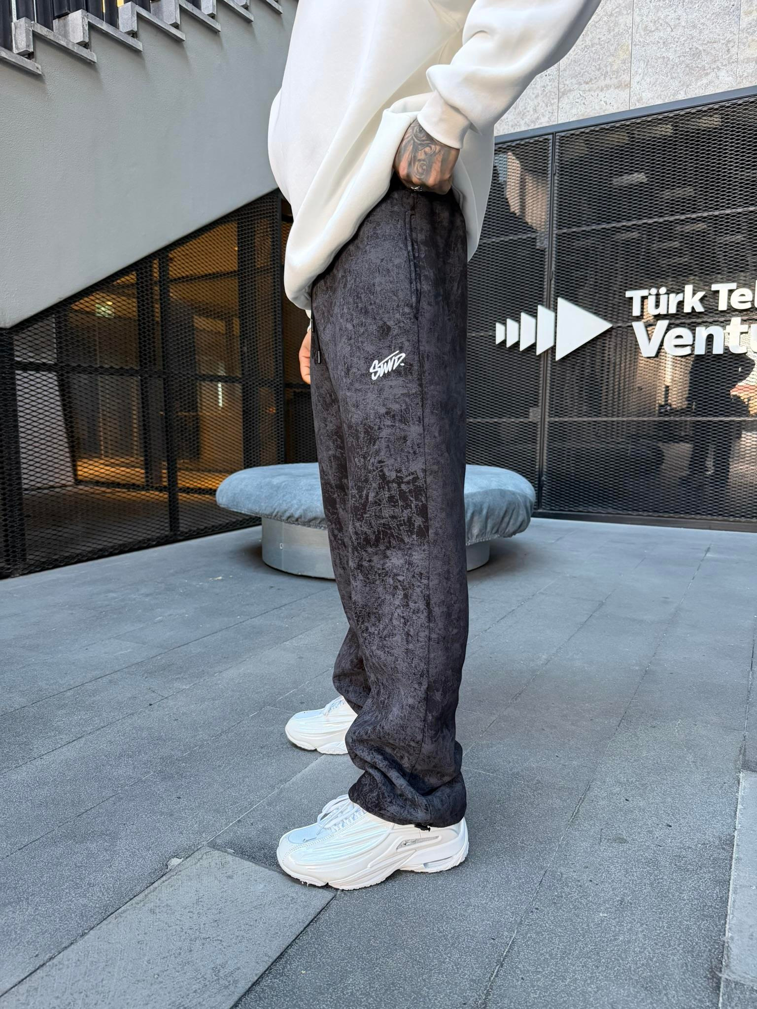 Premium Acid SW Yıkamalı Baggy Eşofman - Siyah