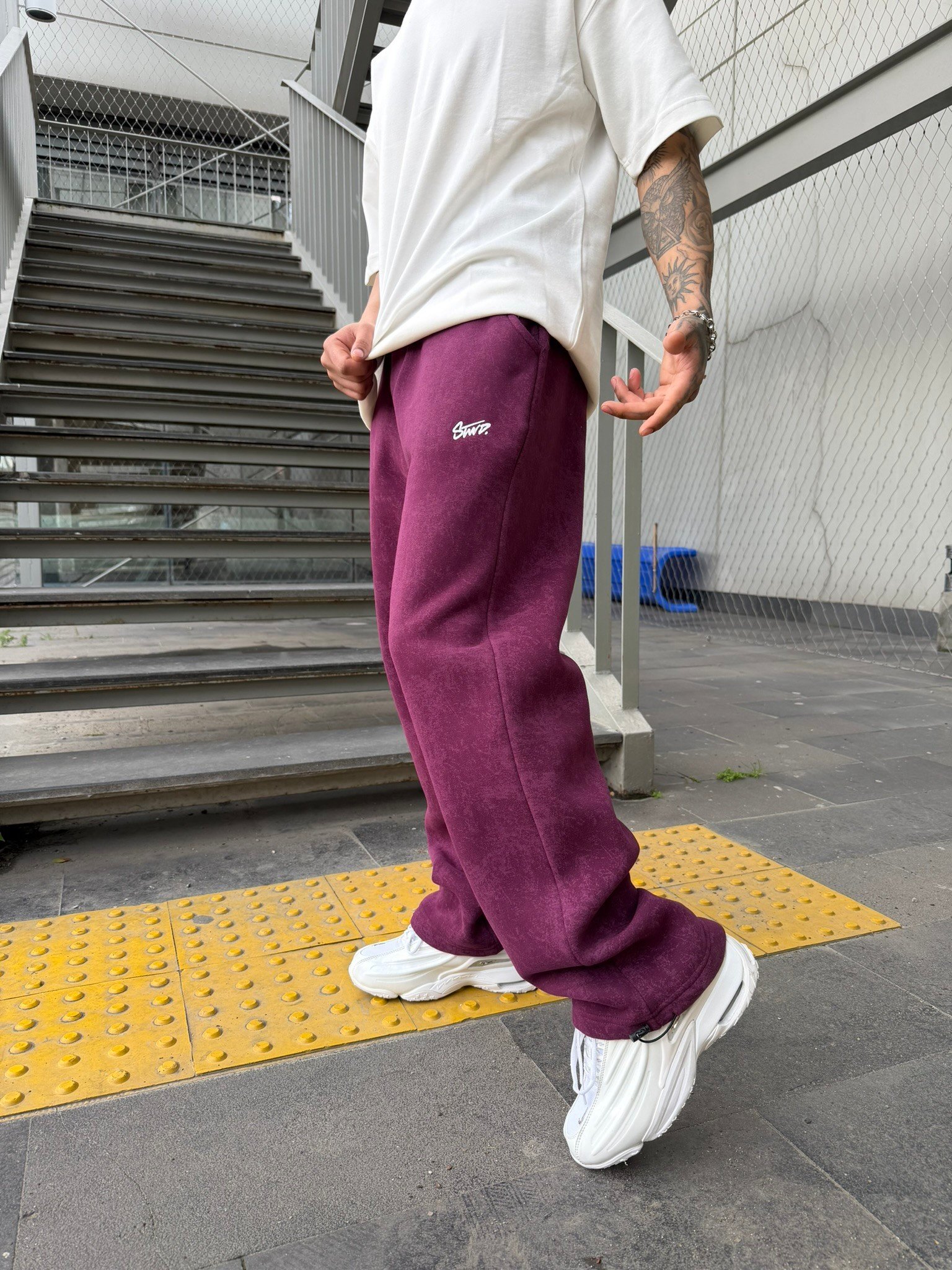 Premium Acid SW Yıkamalı Baggy Eşofman - Bordo