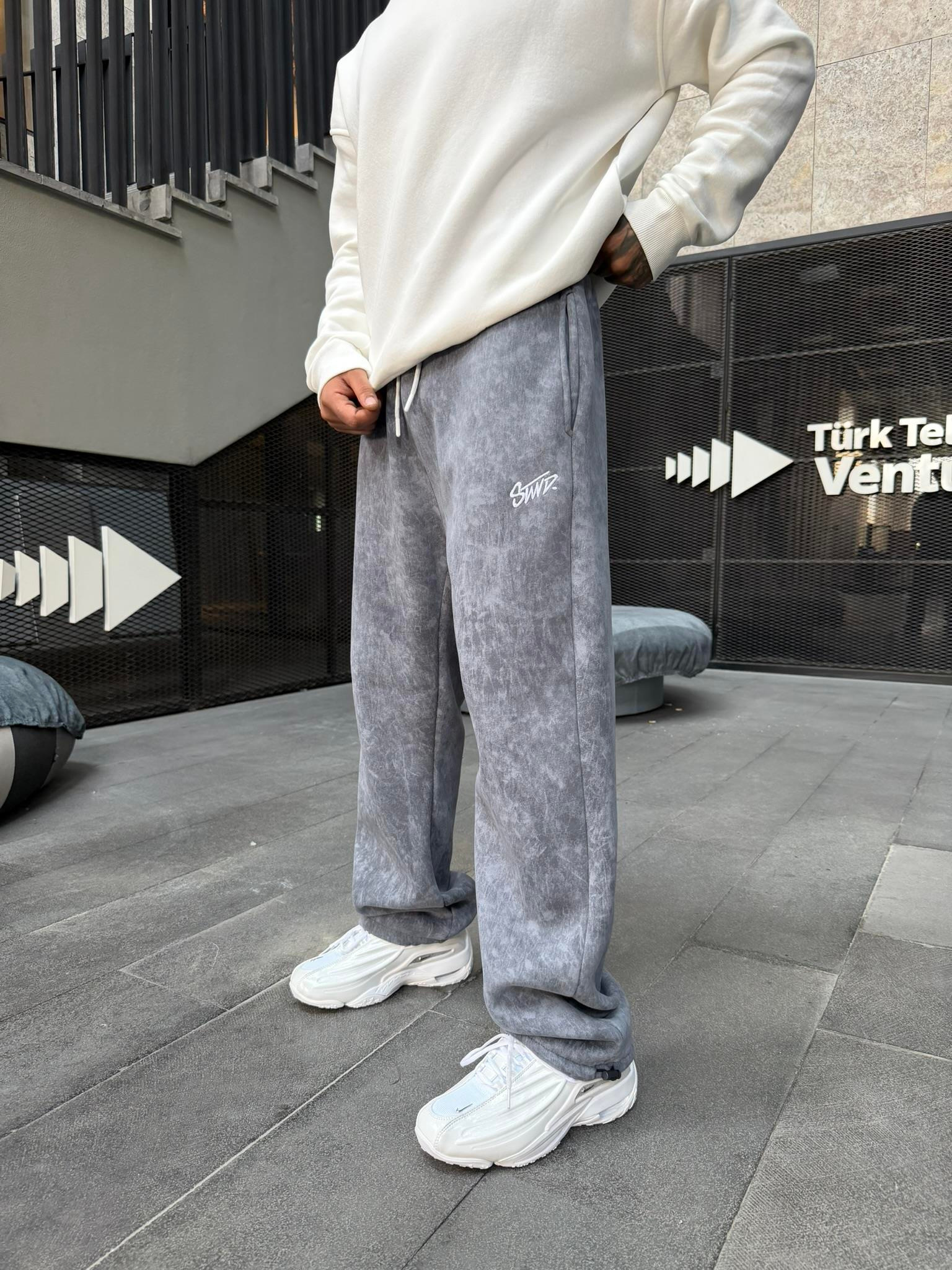 Premium Acid SW Yıkamalı Baggy Eşofman - Füme