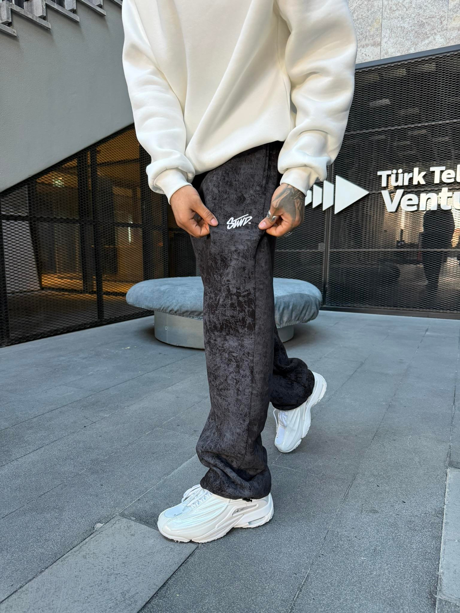 Premium Acid SW Yıkamalı Baggy Eşofman - Siyah