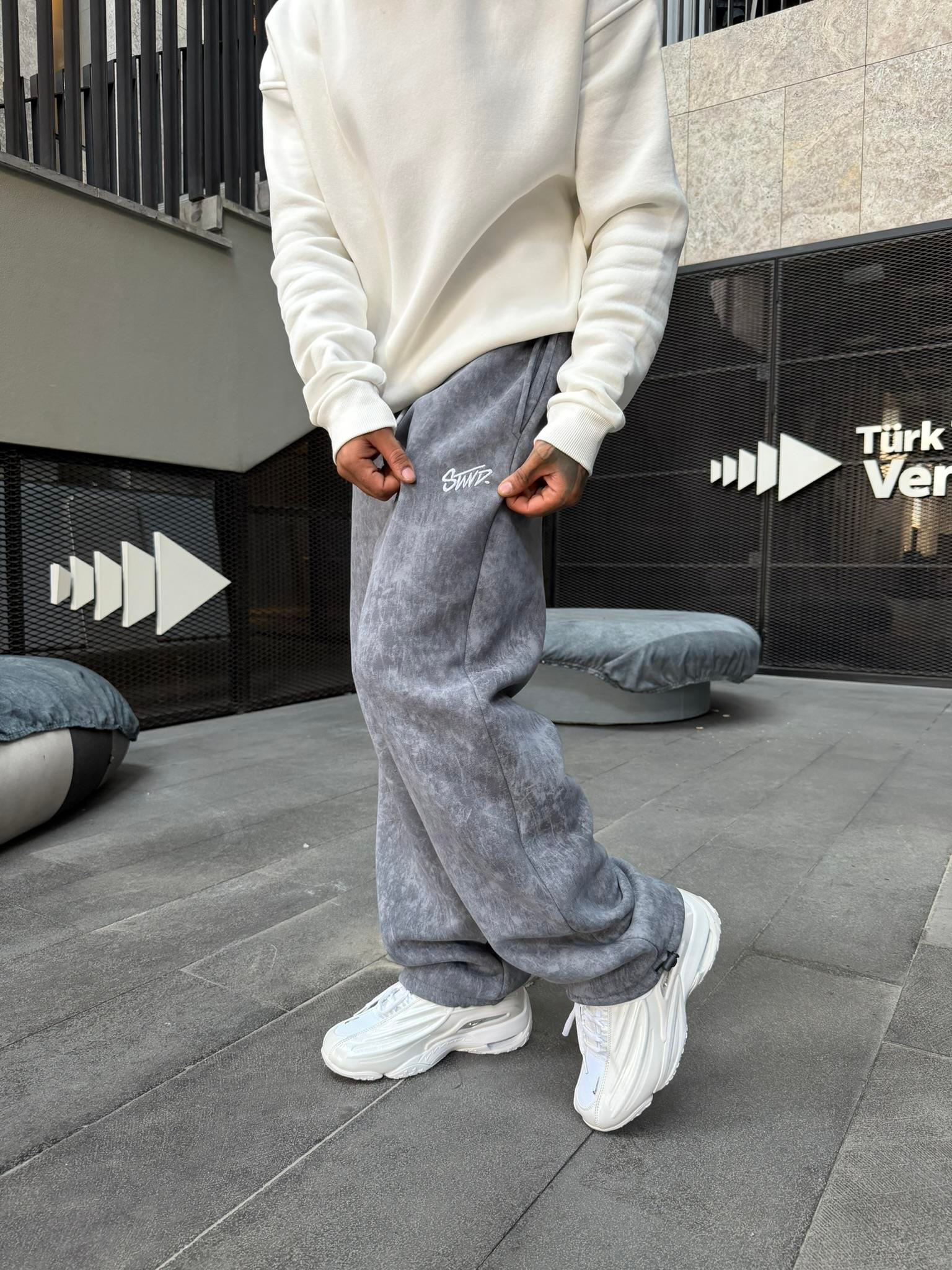 Premium Acid SW Yıkamalı Baggy Eşofman - Füme