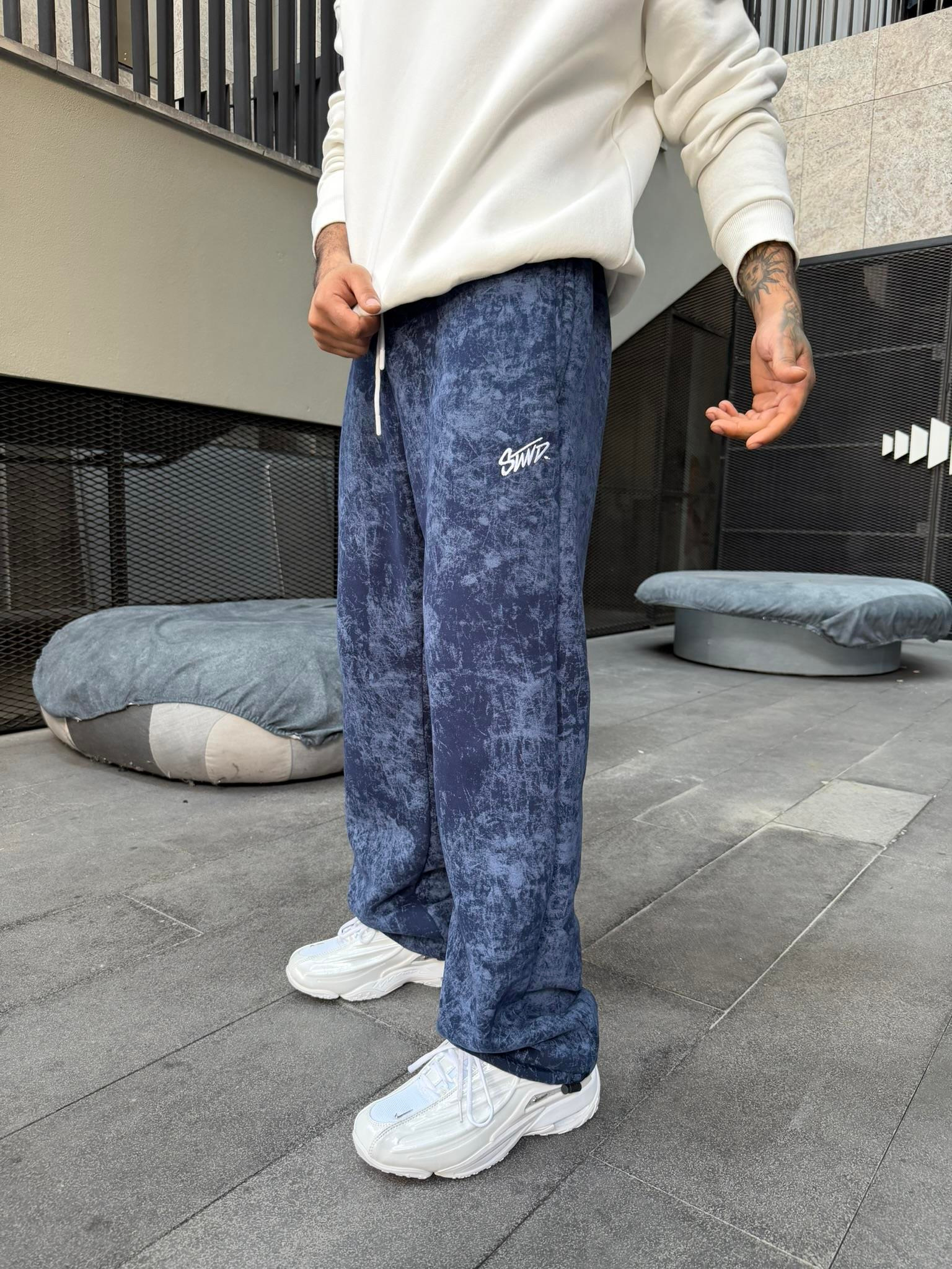 Premium Acid SW Yıkamalı Baggy Eşofman - İndigo