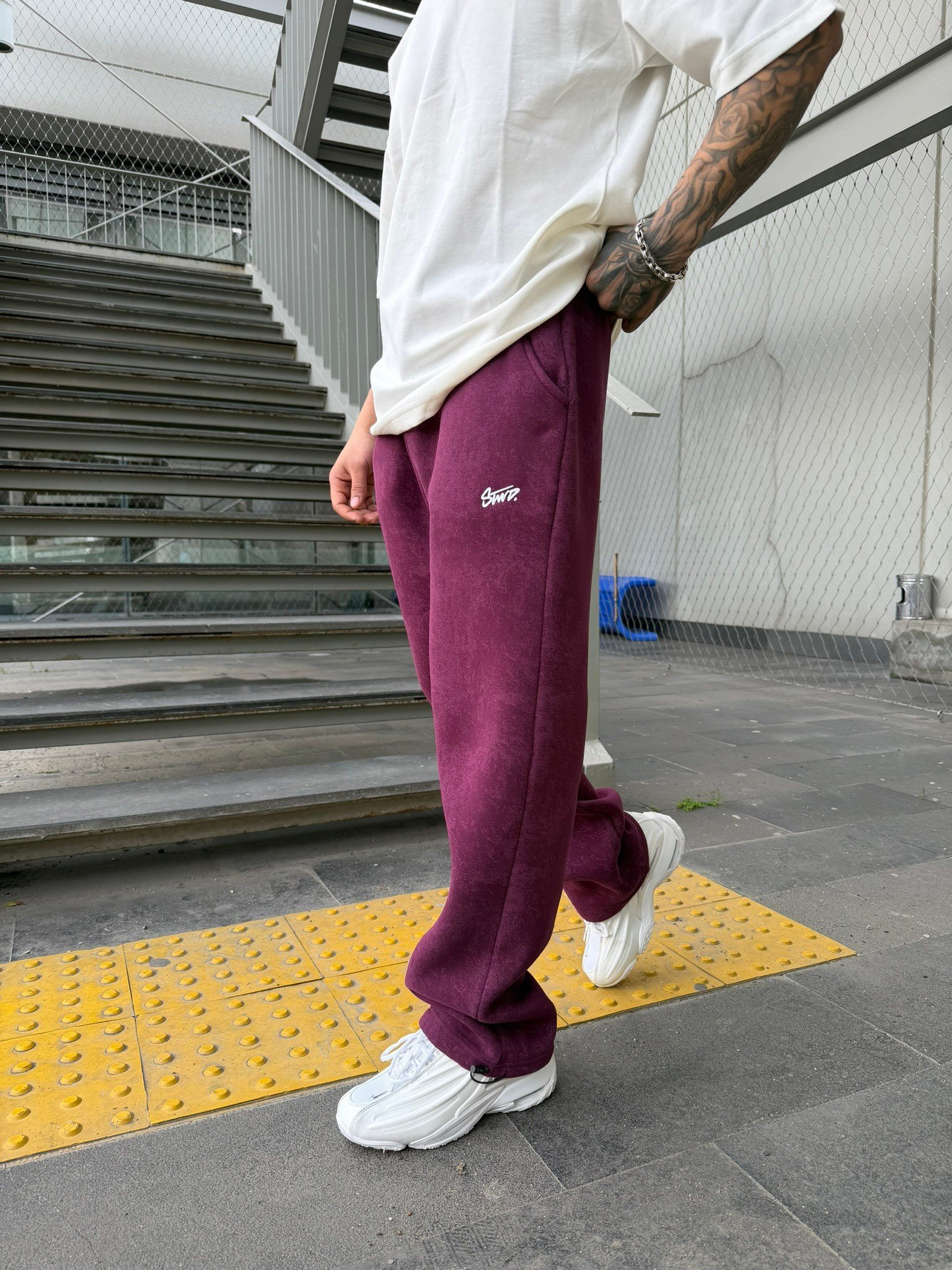 Premium Acid SW Yıkamalı Baggy Eşofman - Bordo