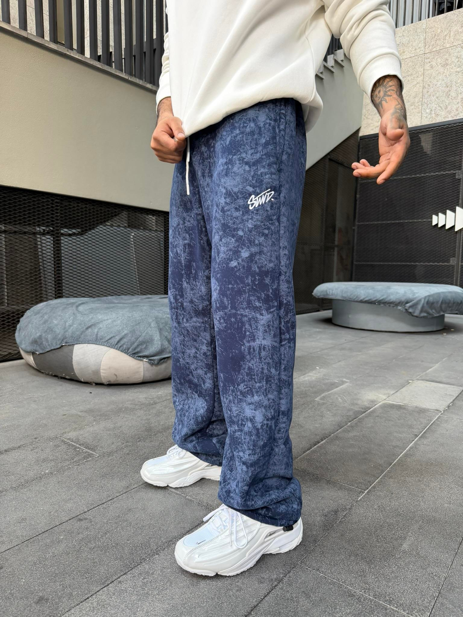 Premium Acid SW Yıkamalı Baggy Eşofman - İndigo