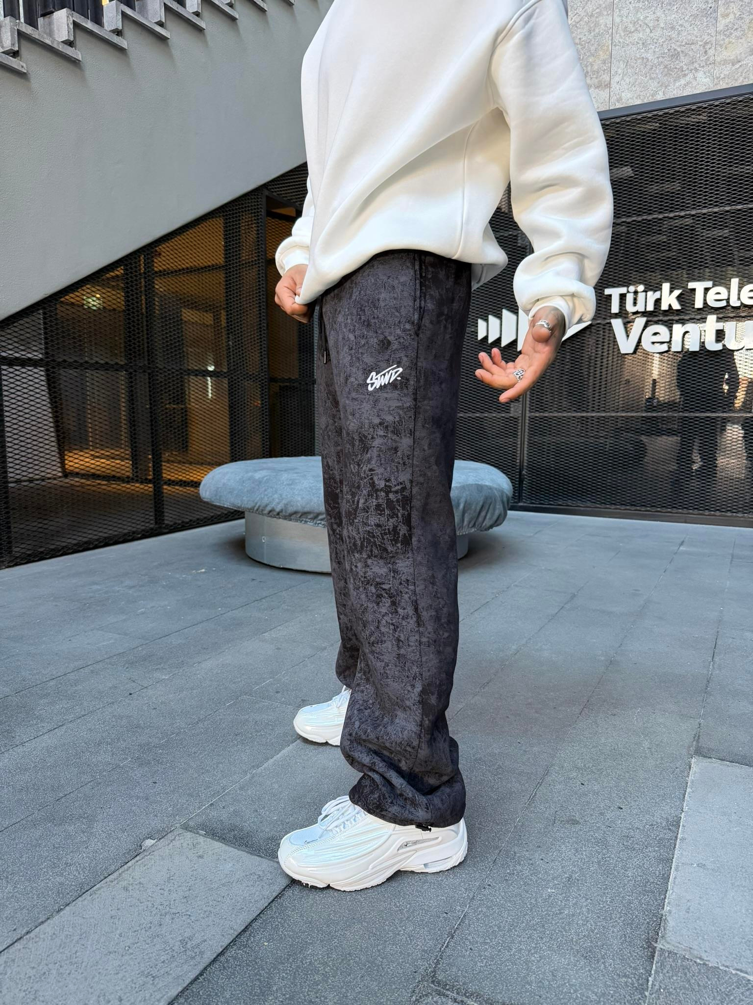 Premium Acid SW Yıkamalı Baggy Eşofman - Siyah