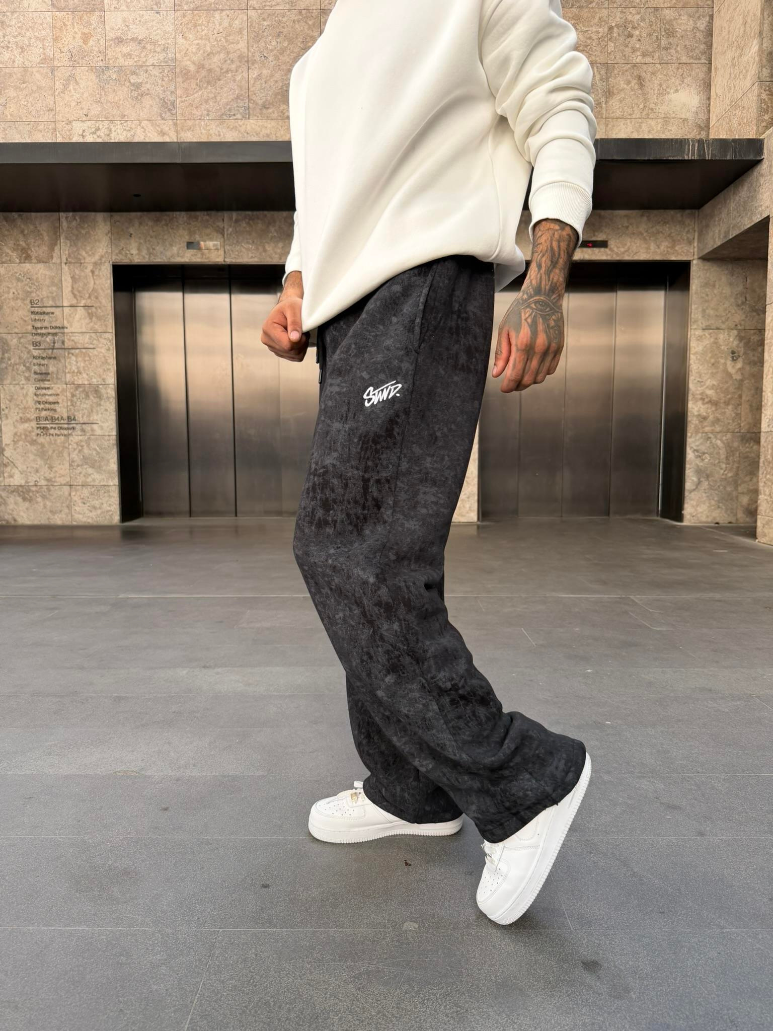 Premium Acid SW Yıkamalı Baggy Eşofman - Siyah