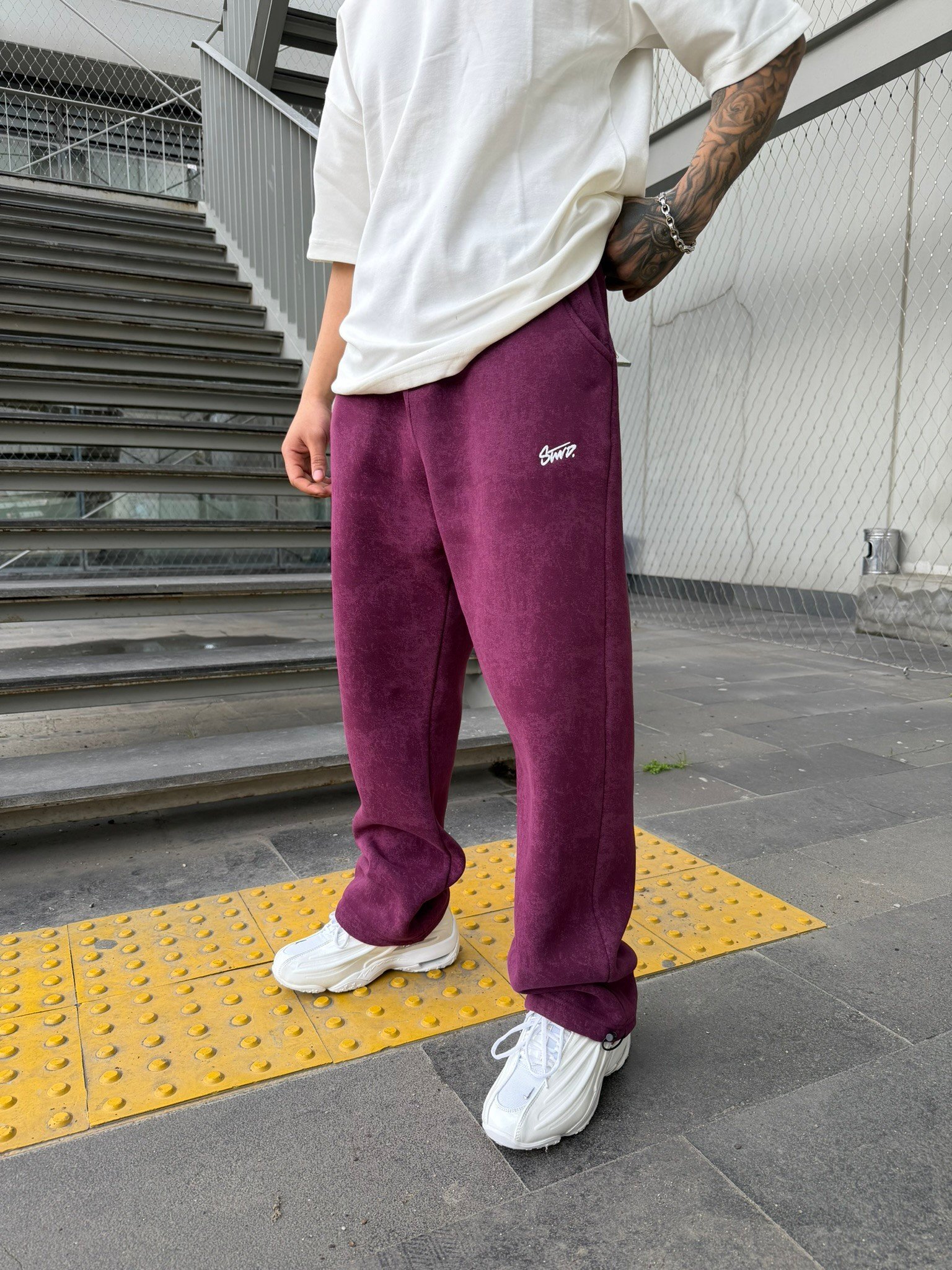 Premium Acid SW Yıkamalı Baggy Eşofman - Bordo