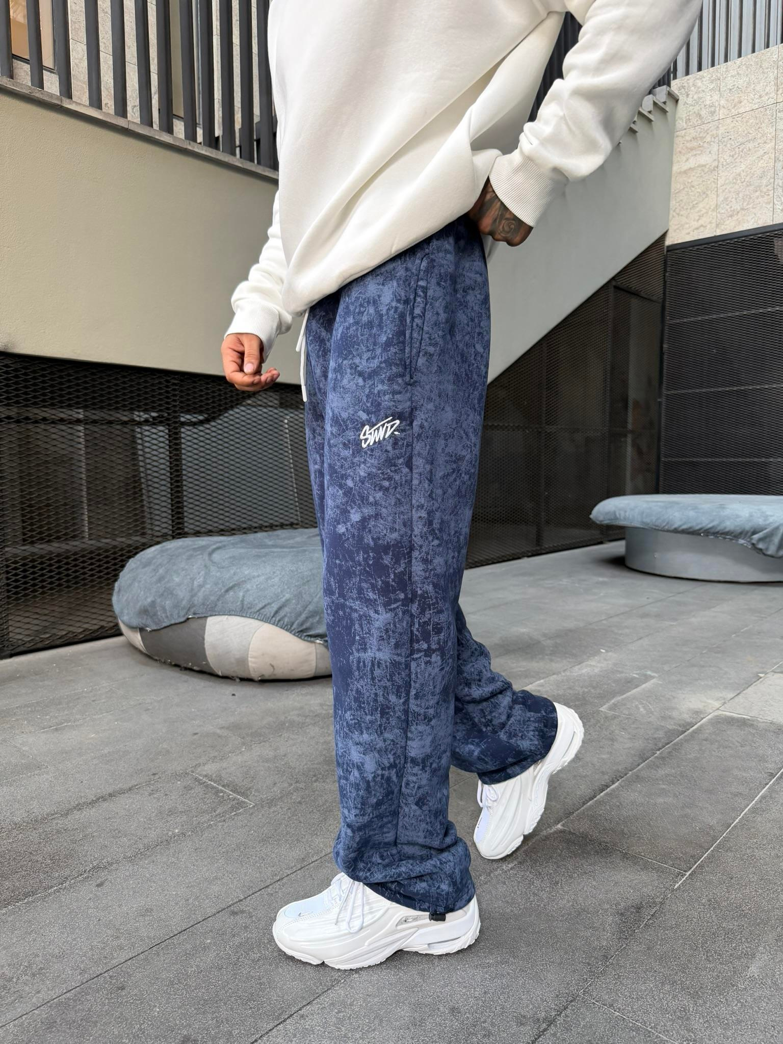 Premium Acid SW Yıkamalı Baggy Eşofman - İndigo