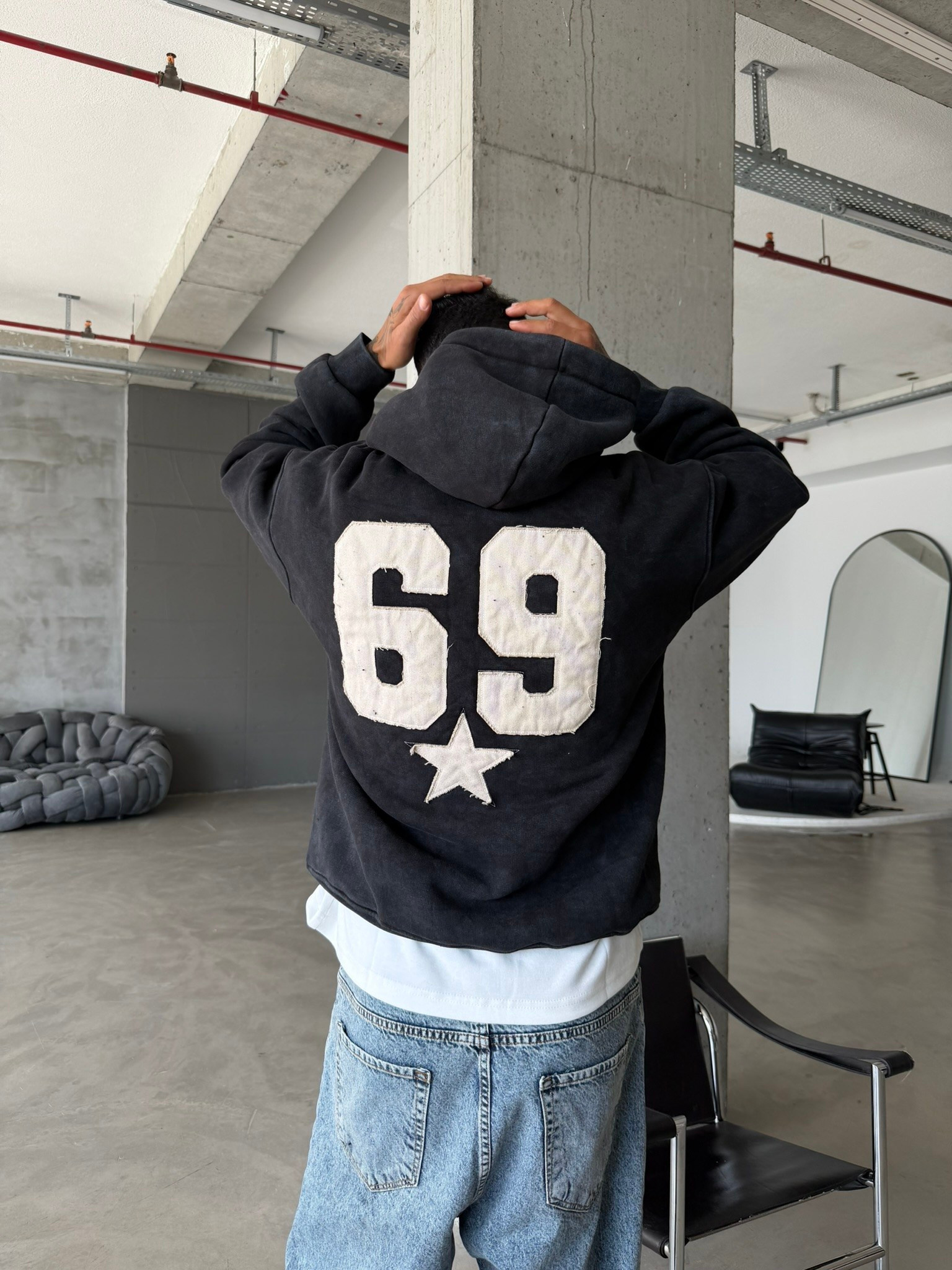 Premium Acid Yıkama 69 Nakışlı Sweat