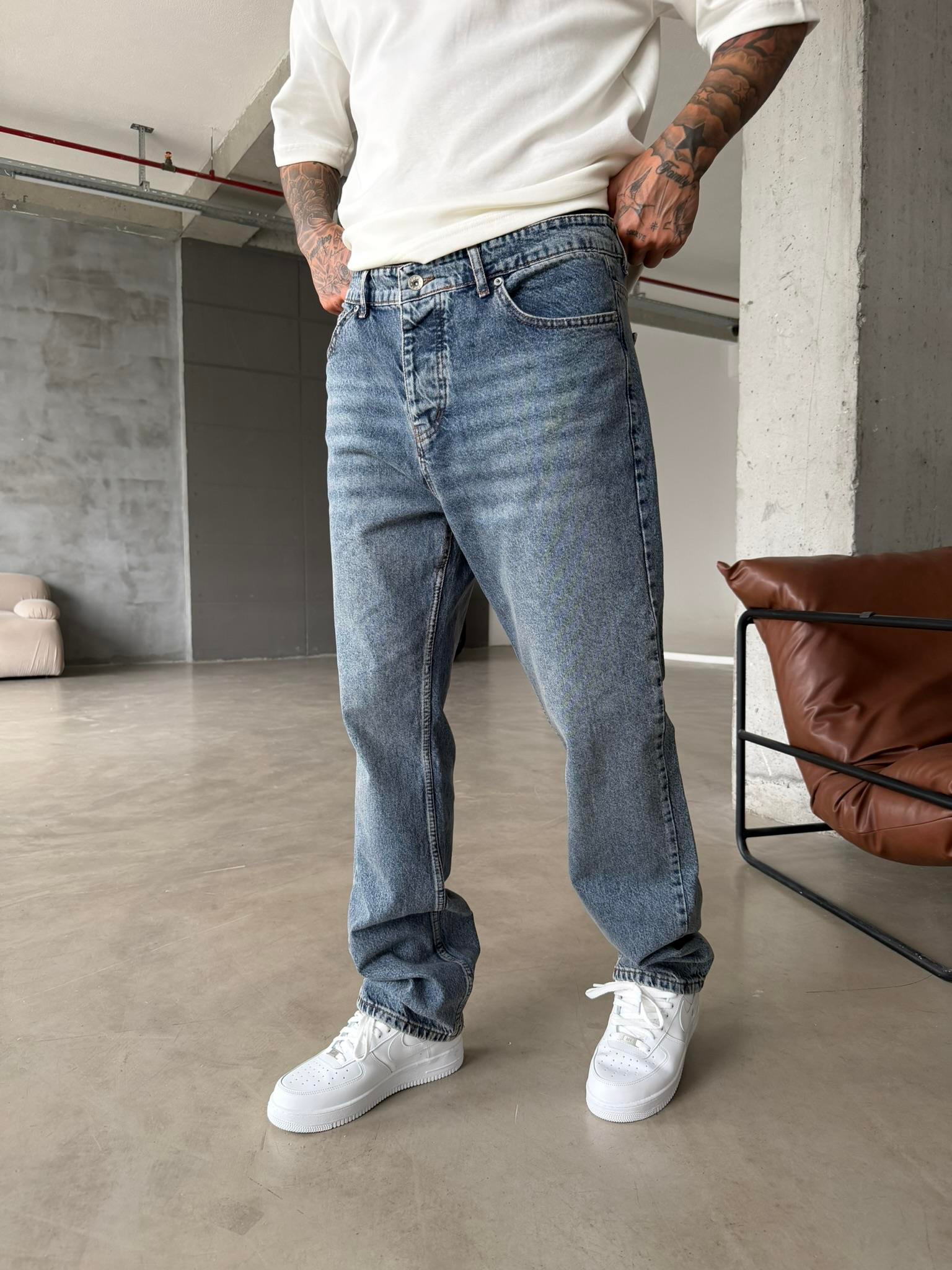 Premium Baggy Fit Pantolon - İndigo