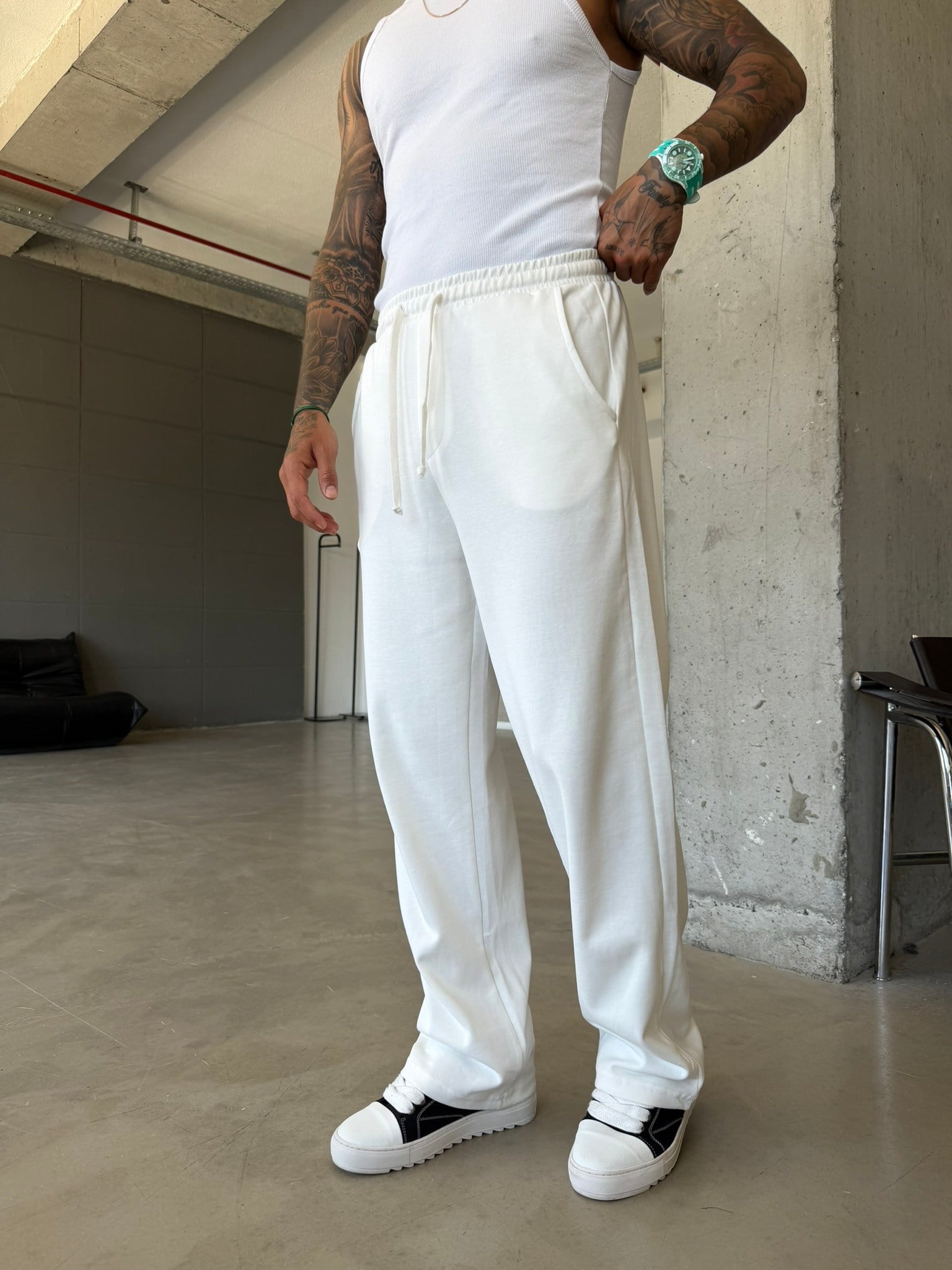 Premium Basic Baggy Eşofman - Beyaz