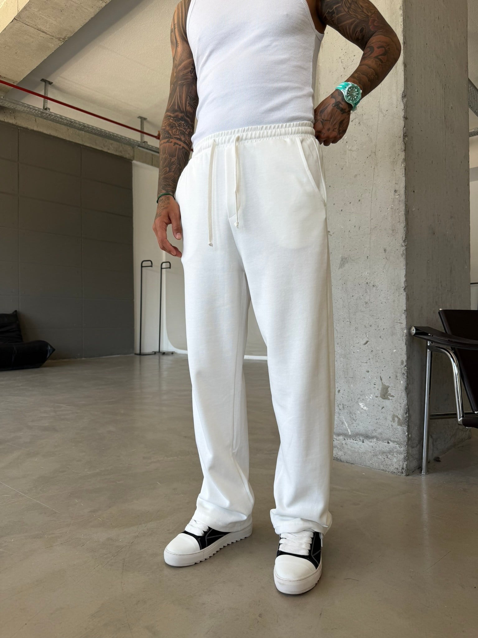 Premium Basic Baggy Eşofman - Beyaz