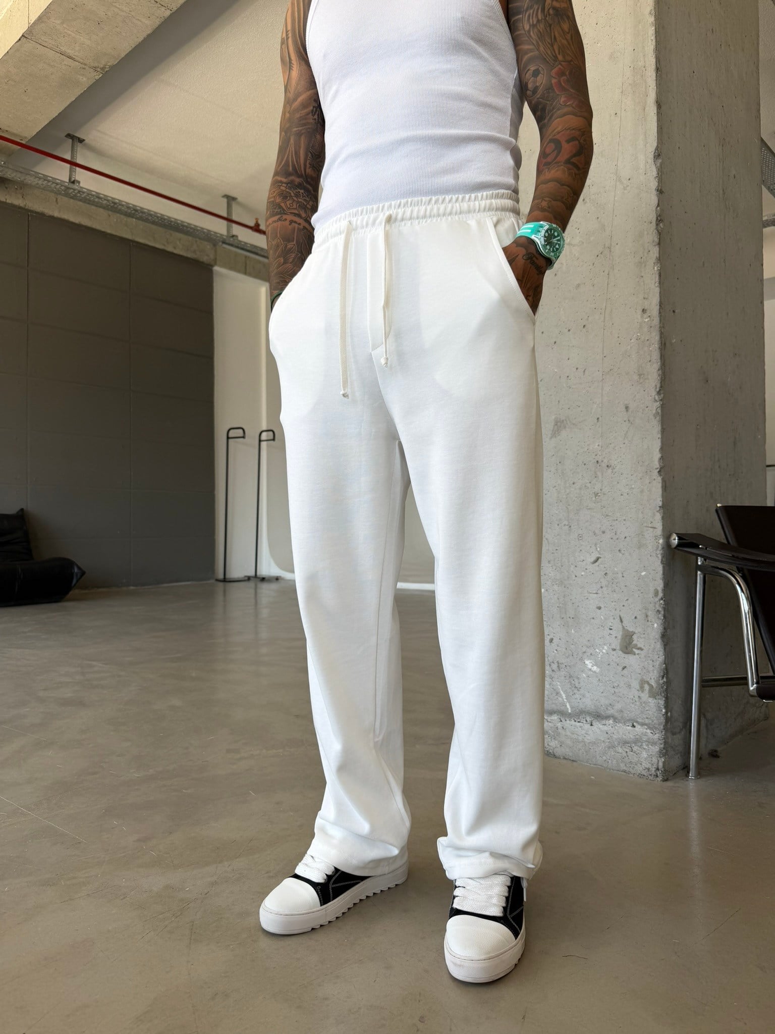 Premium Basic Baggy Eşofman - Beyaz