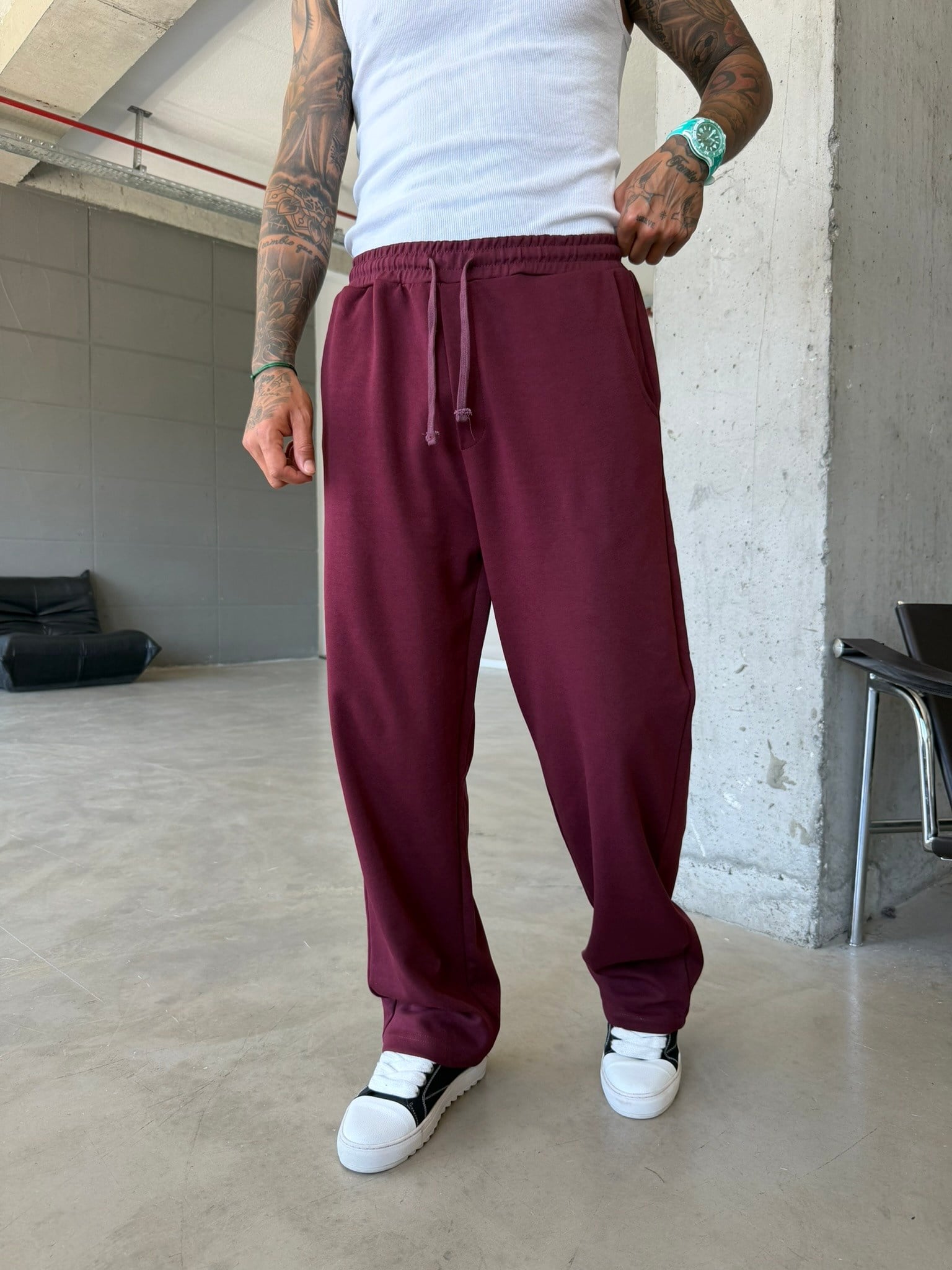 Premium Basic Baggy Eşofman - Bordo